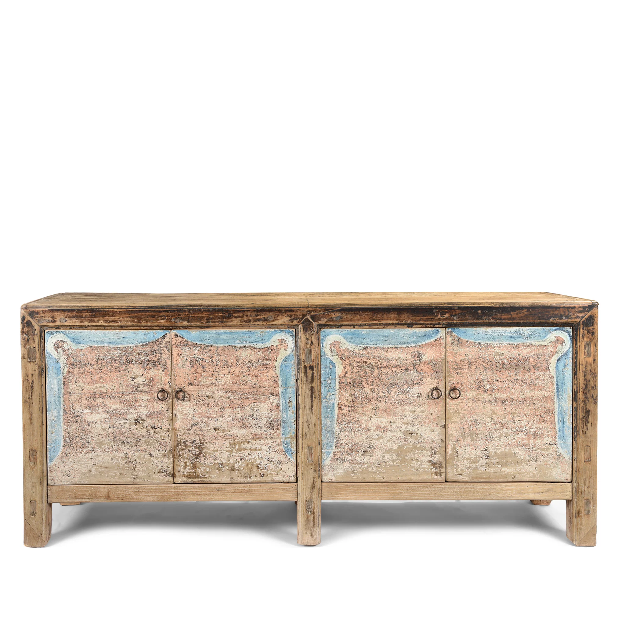 2 Door Painted Sideboard From Mongolia - Ca 1920
