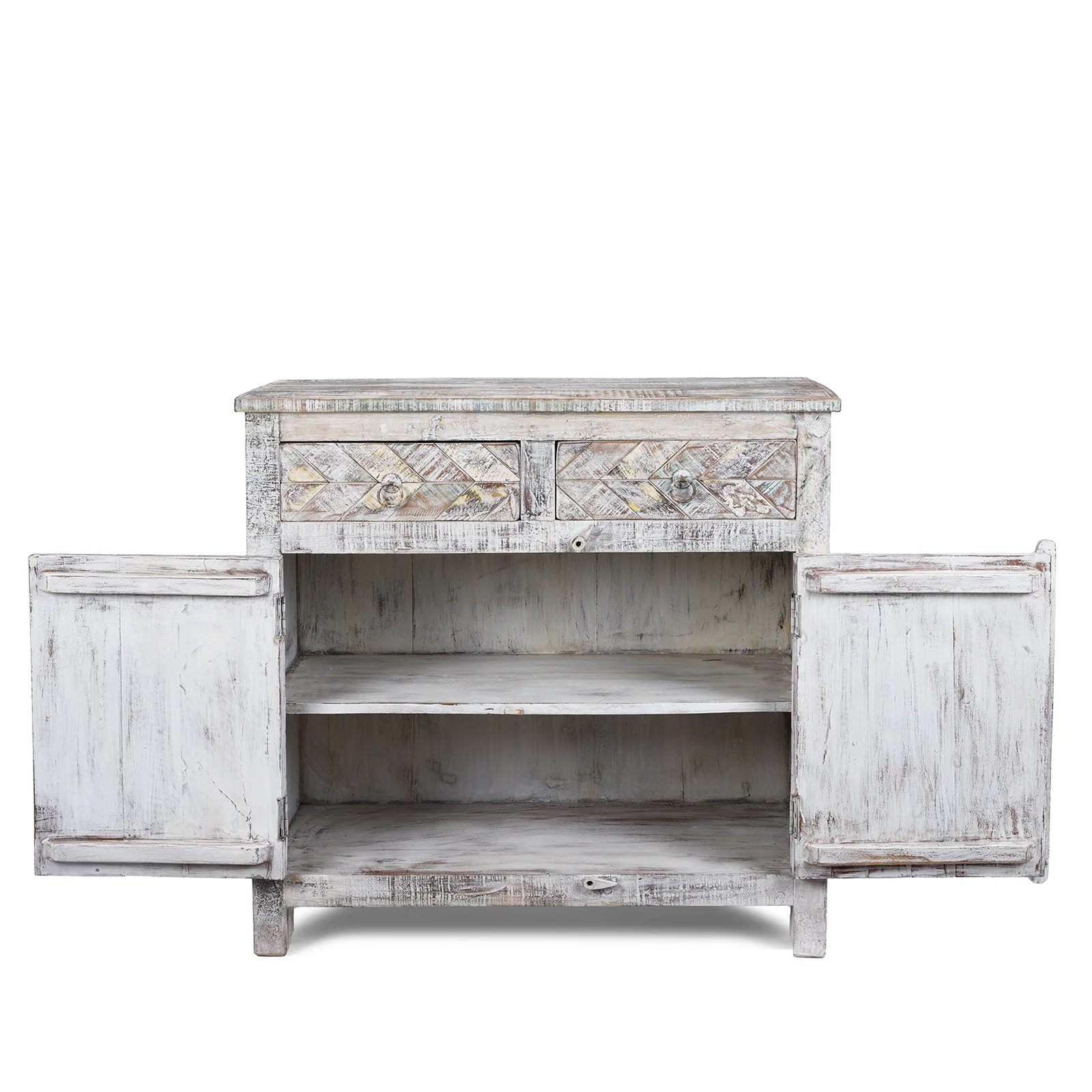 2 Door Parquet Side Cabinet Made From Reclaimed Teak - Image 6