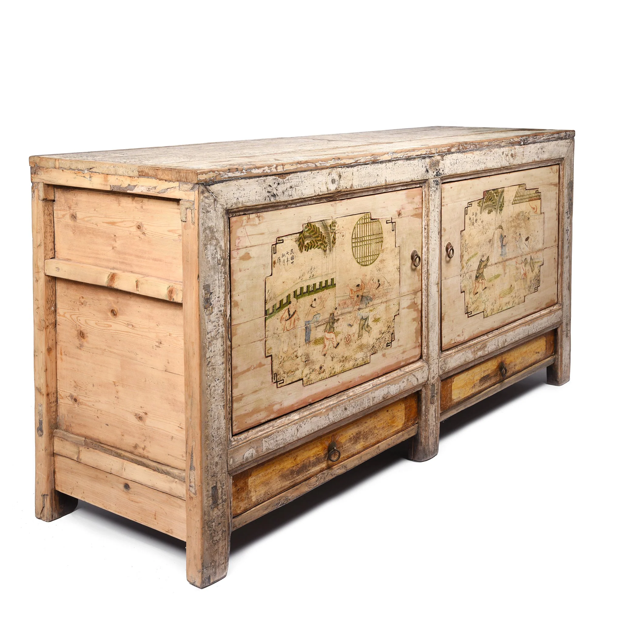 2 Door White Painted Mongolian Sideboard - 19thC - Image 7