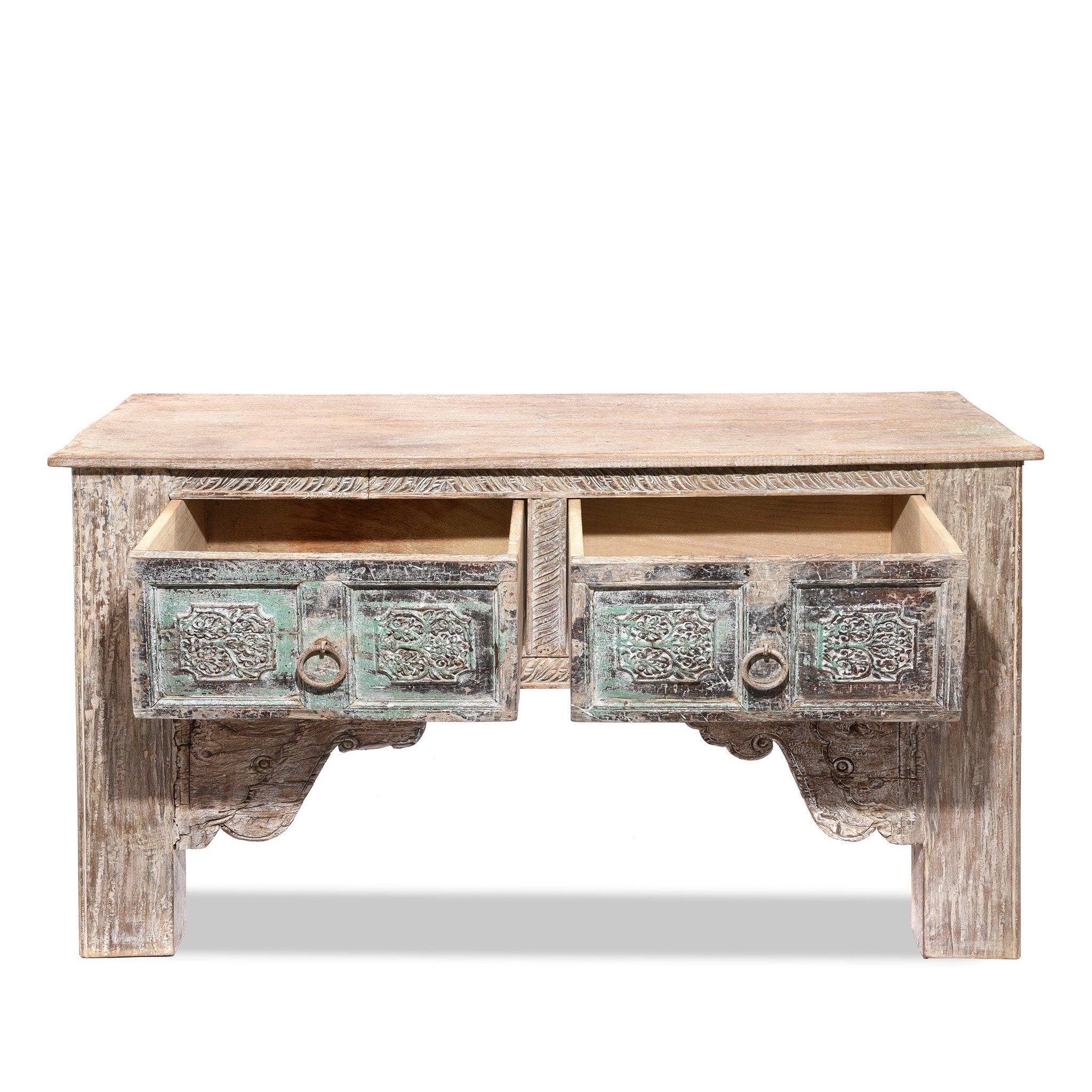 2 Drawer Painted Console Table Made From Reclaimed Teak - Image 3