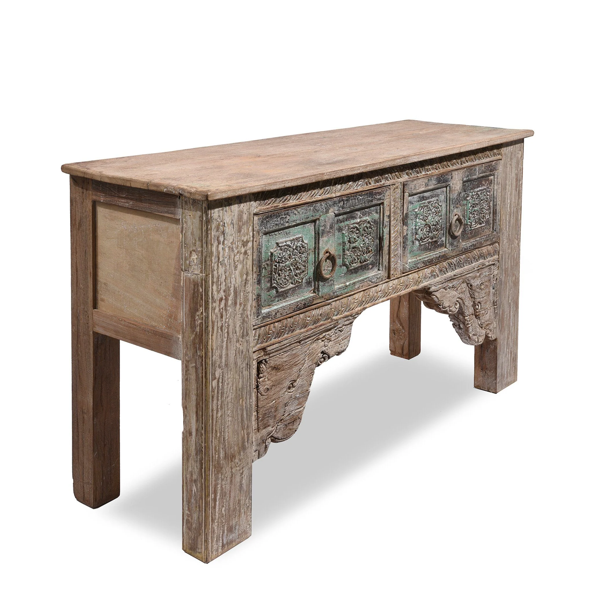 2 Drawer Painted Console Table Made From Reclaimed Teak - Image 6