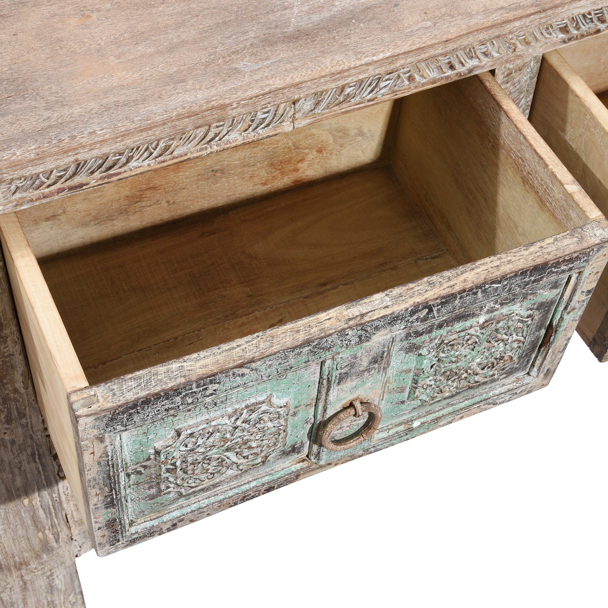 2 Drawer Painted Console Table Made From Reclaimed Teak - Image 7