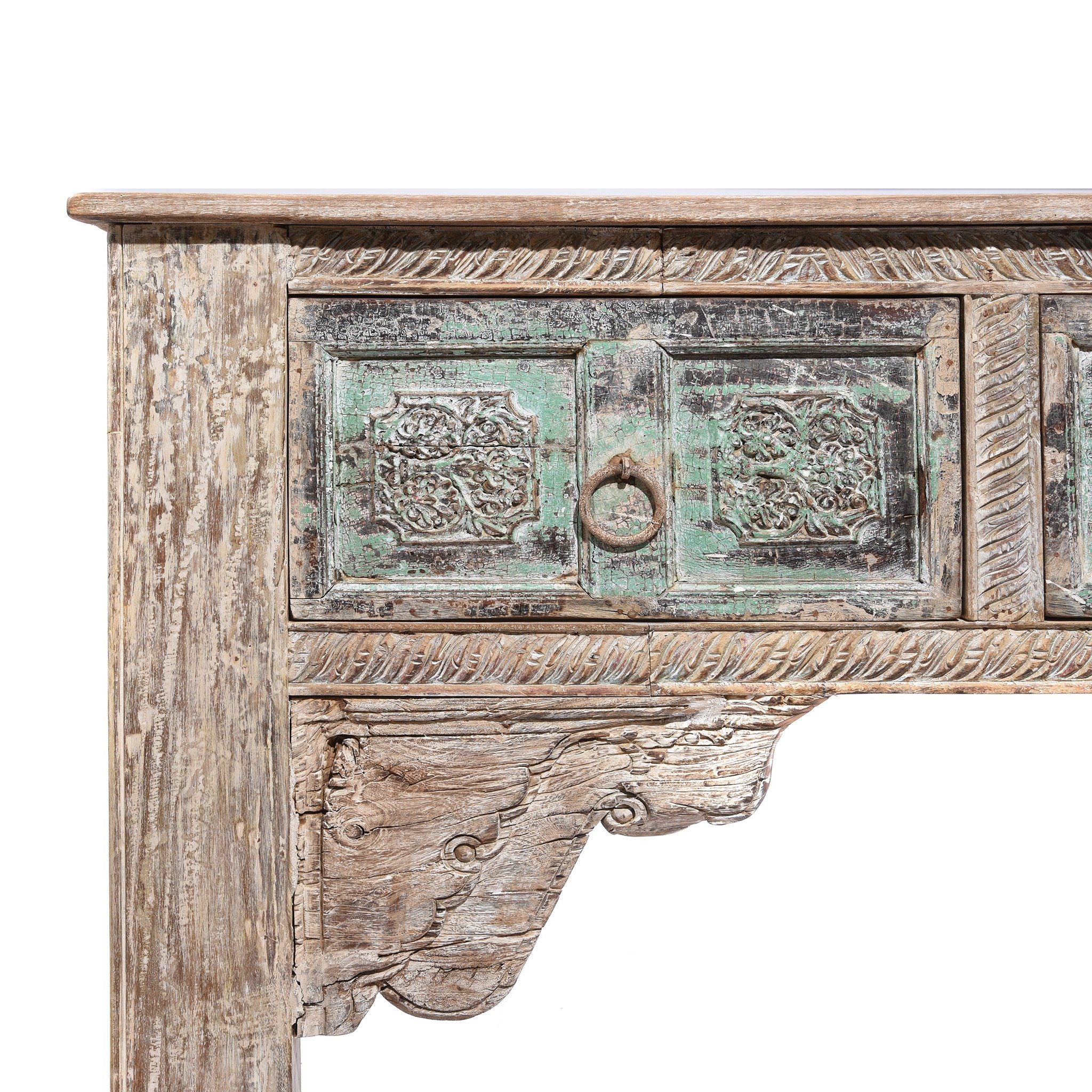 2 Drawer Painted Console Table Made From Reclaimed Teak - Image 8