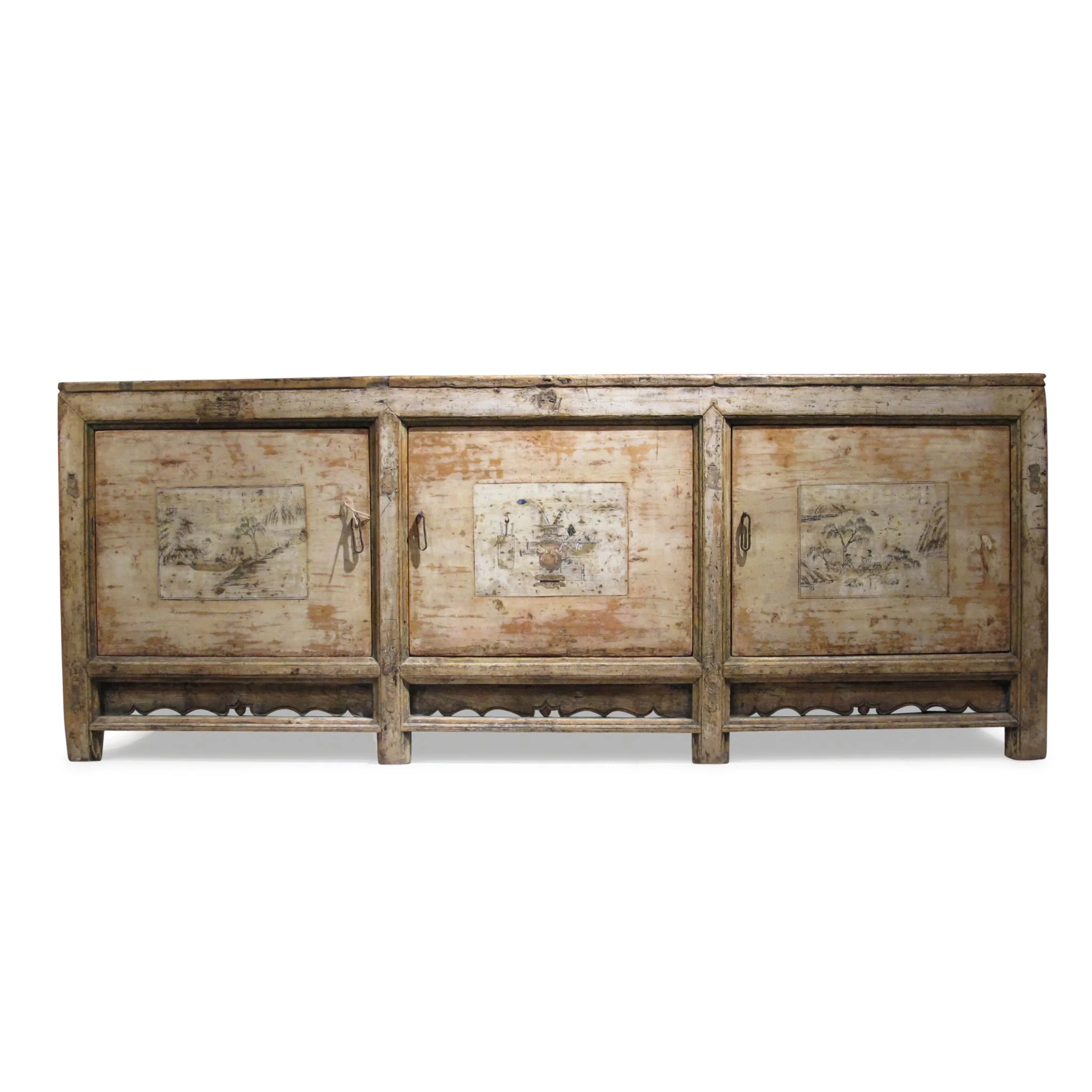 Pale 3 Door Mongolian Sideboard - 19thC