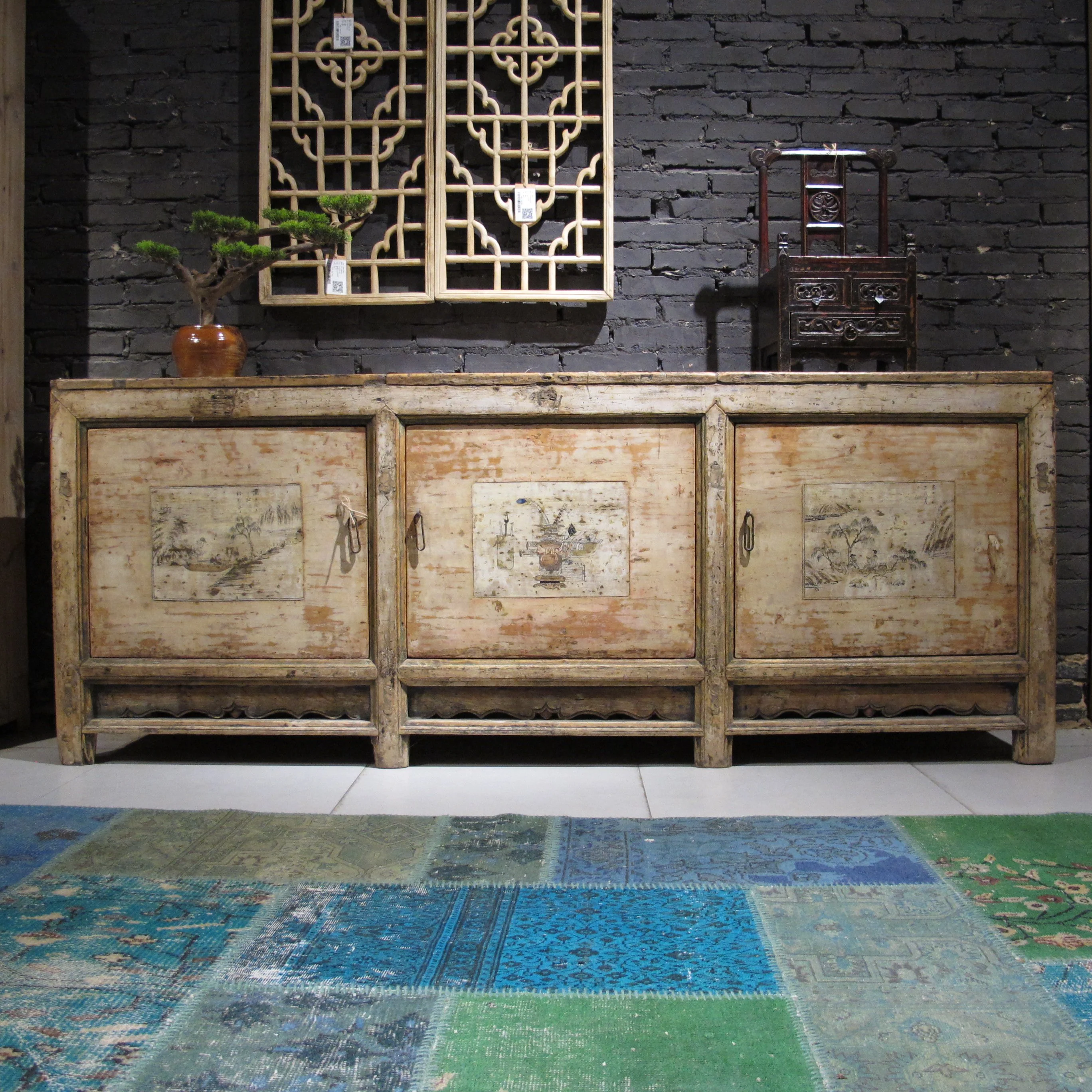 Pale 3 Door Mongolian Sideboard - 19thC - Image 2