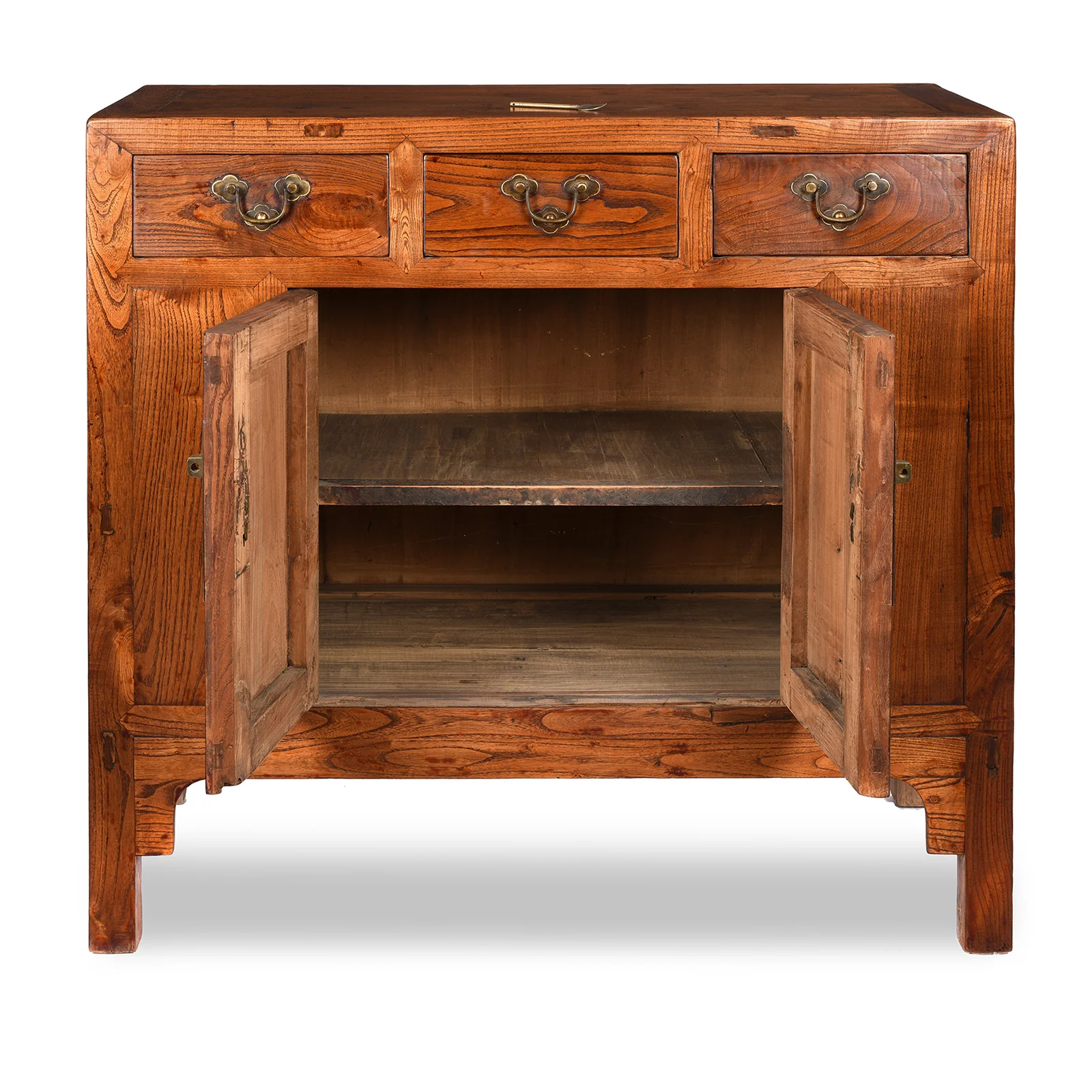 3 Drawer Chinese Elm Sideboard From Hebei - 19thC - Image 3