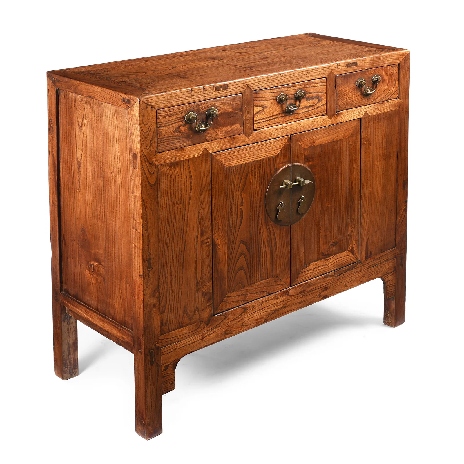3 Drawer Chinese Elm Sideboard From Hebei - 19thC - Image 4
