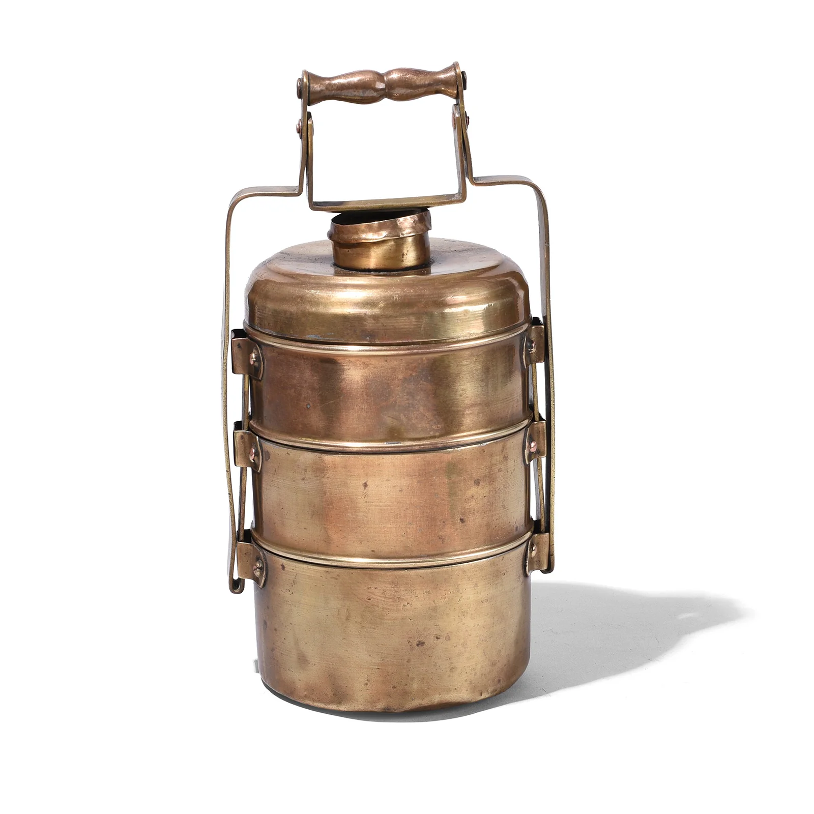 3 Tier Indian Vintage Brass Tiffin Box Set - Ca 1900 - Image 3