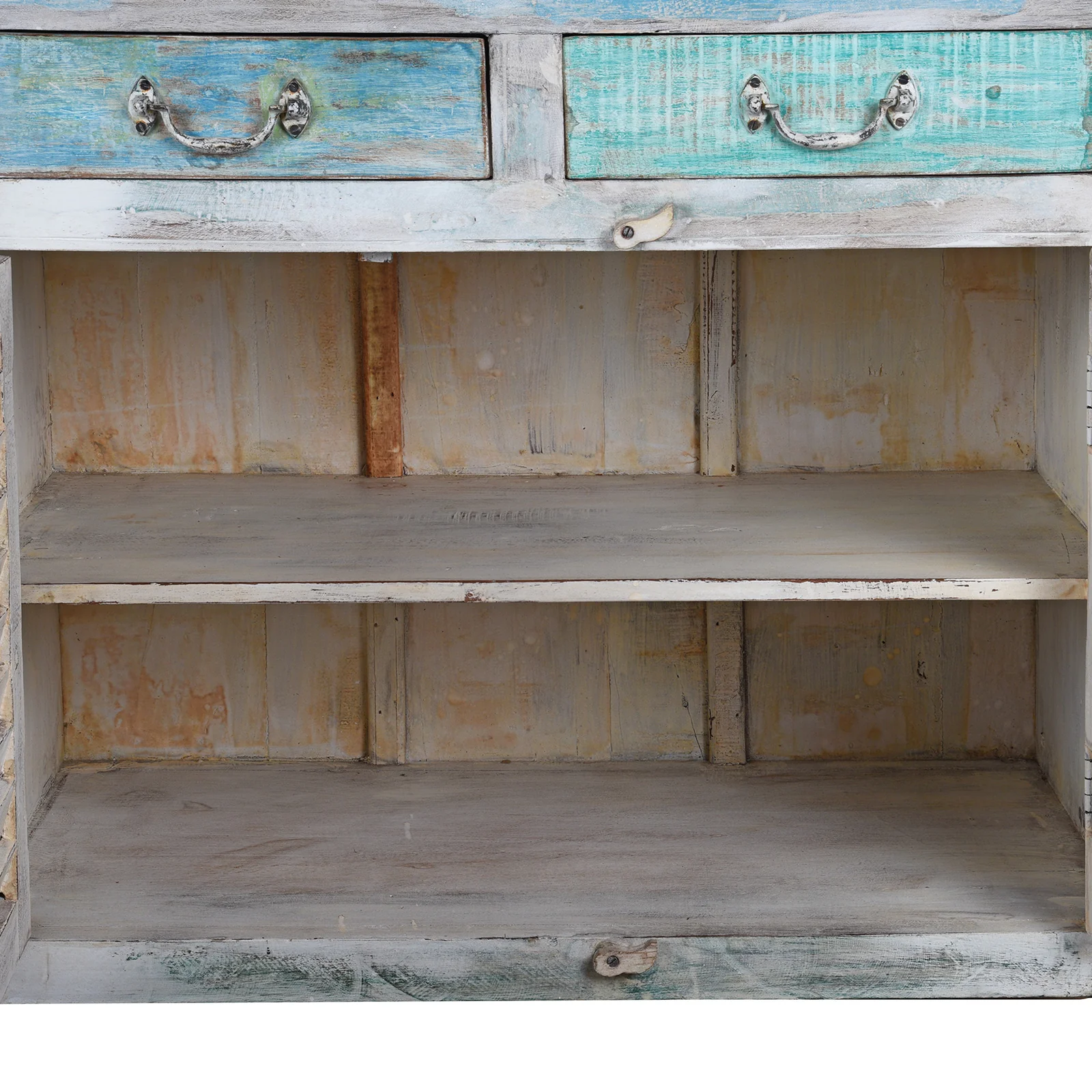 Blue Painted Reclaimed Louvre Sideboard - Image 8