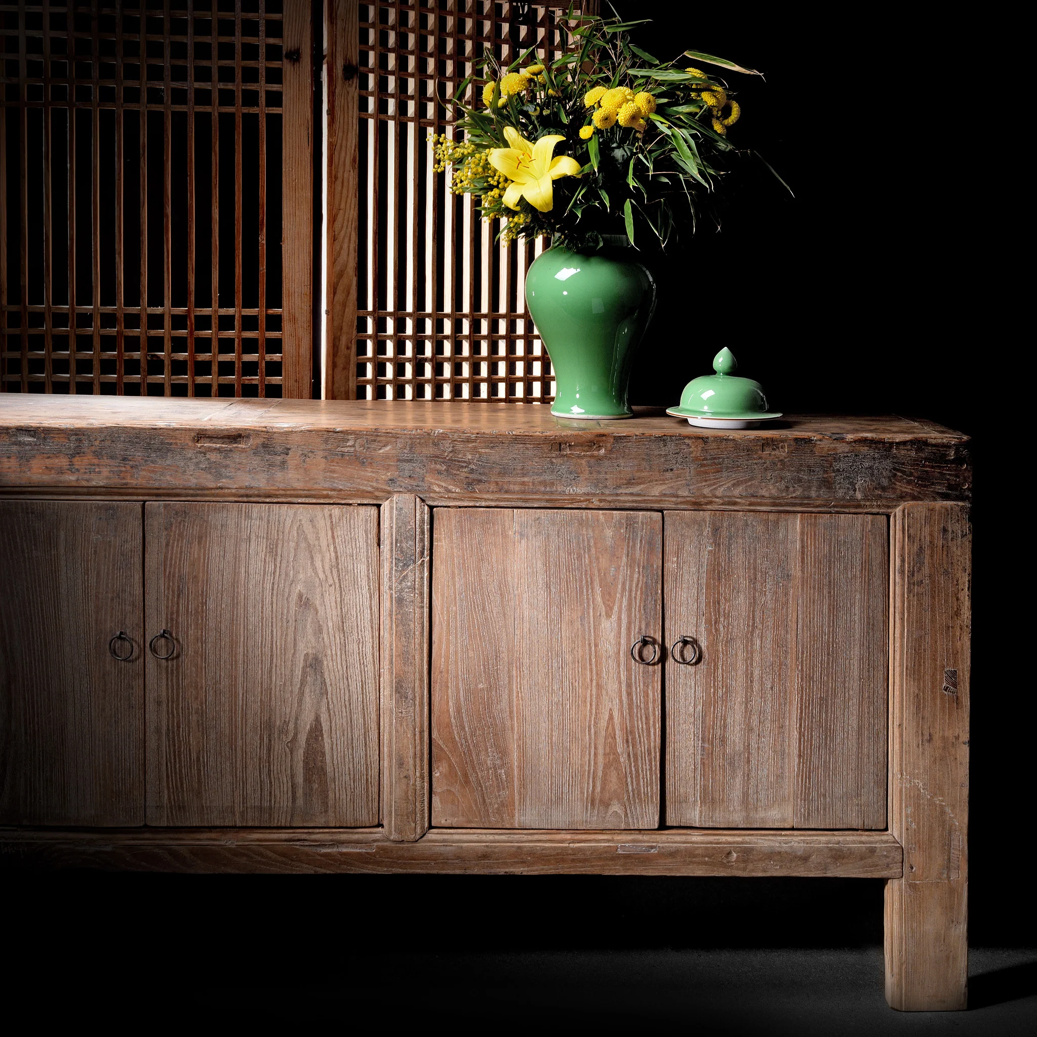 4 Door Rustic Elm Sideboard From Shanxi - 19thC - Image 3