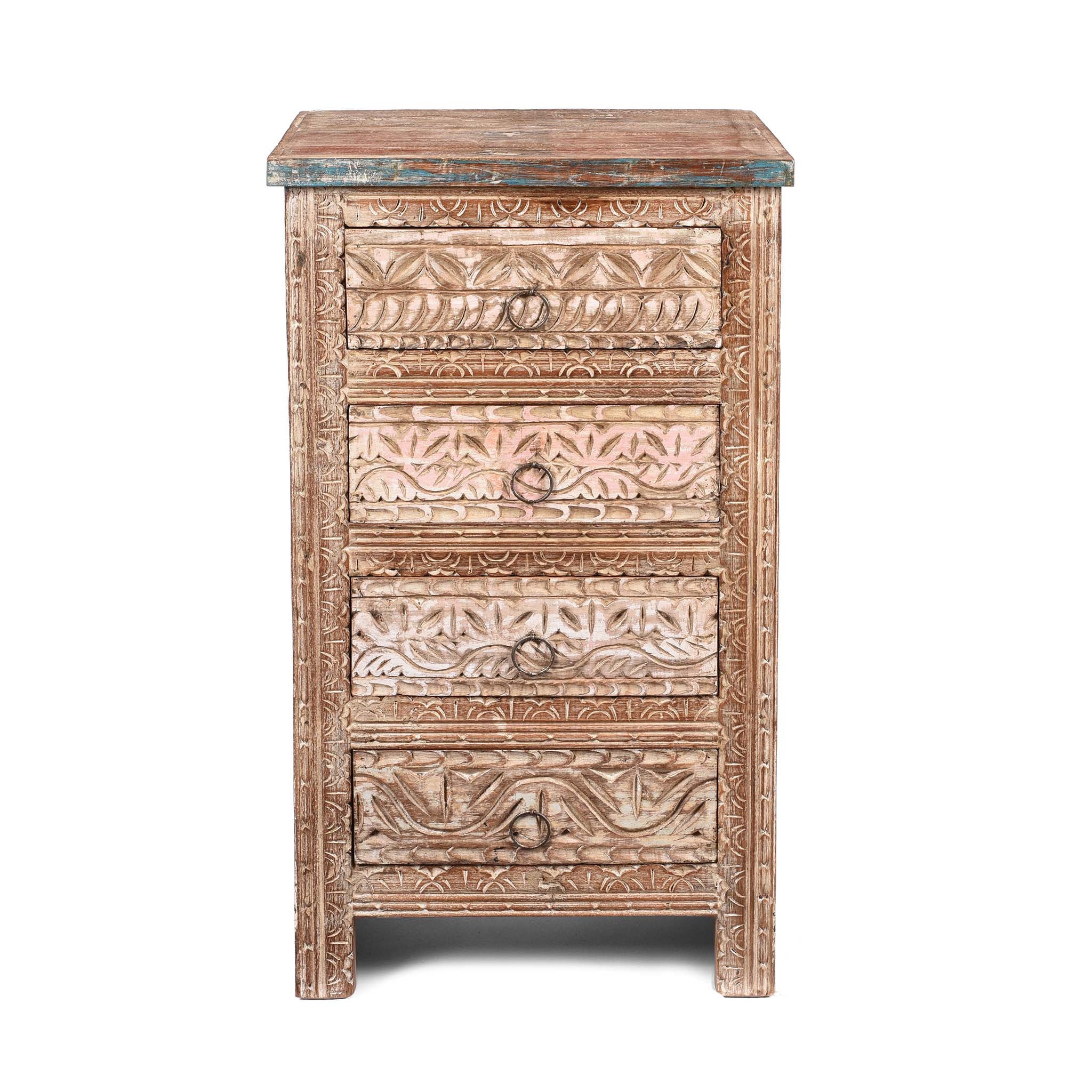 4 Drawer Bedside Cabinet Made From Reclaimed Teak