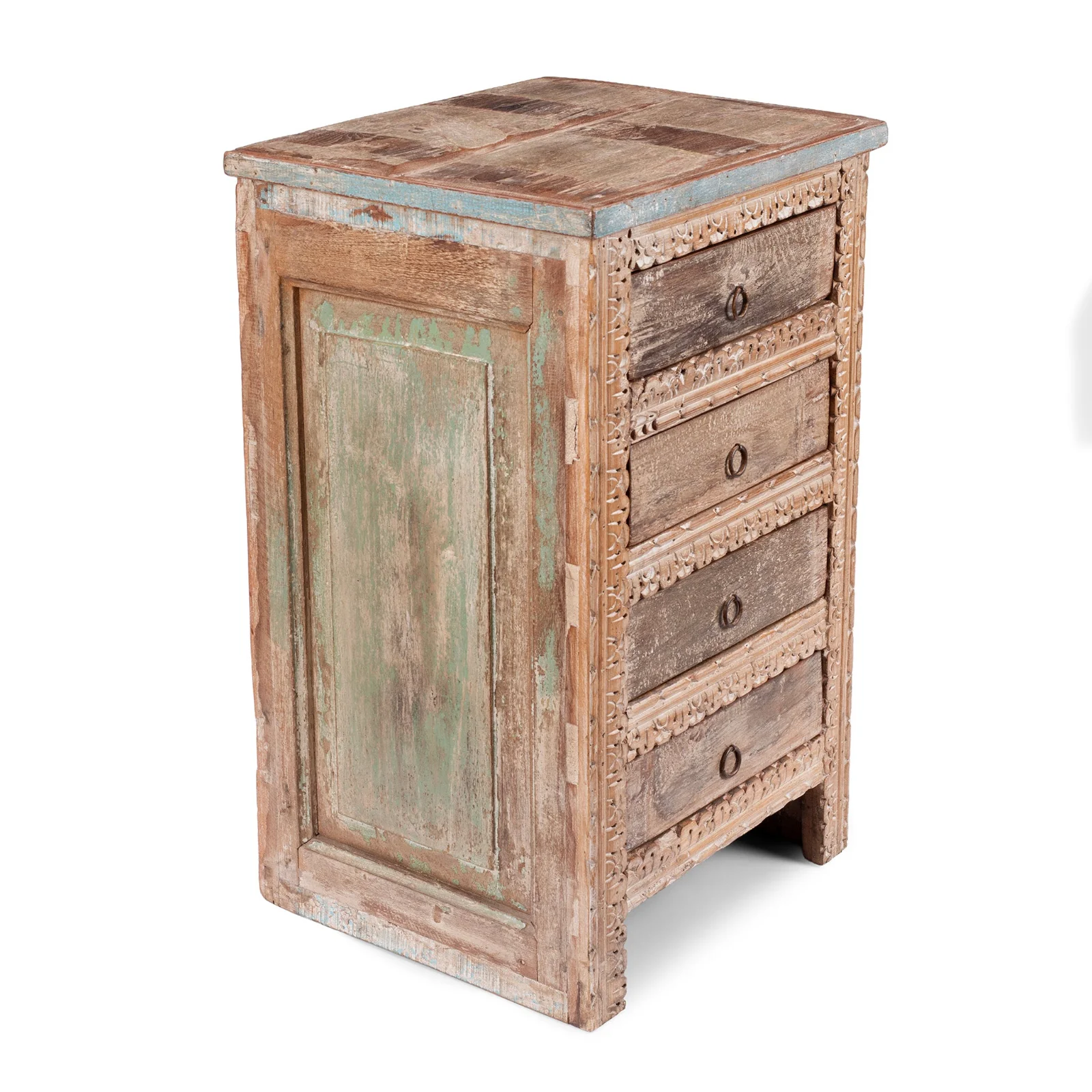 4 Drawer Bedside Cabinet Made From Reclaimed Teak - Image 4