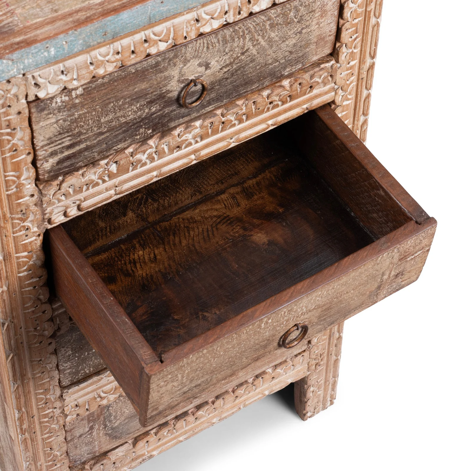 4 Drawer Bedside Cabinet Made From Reclaimed Teak - Image 6