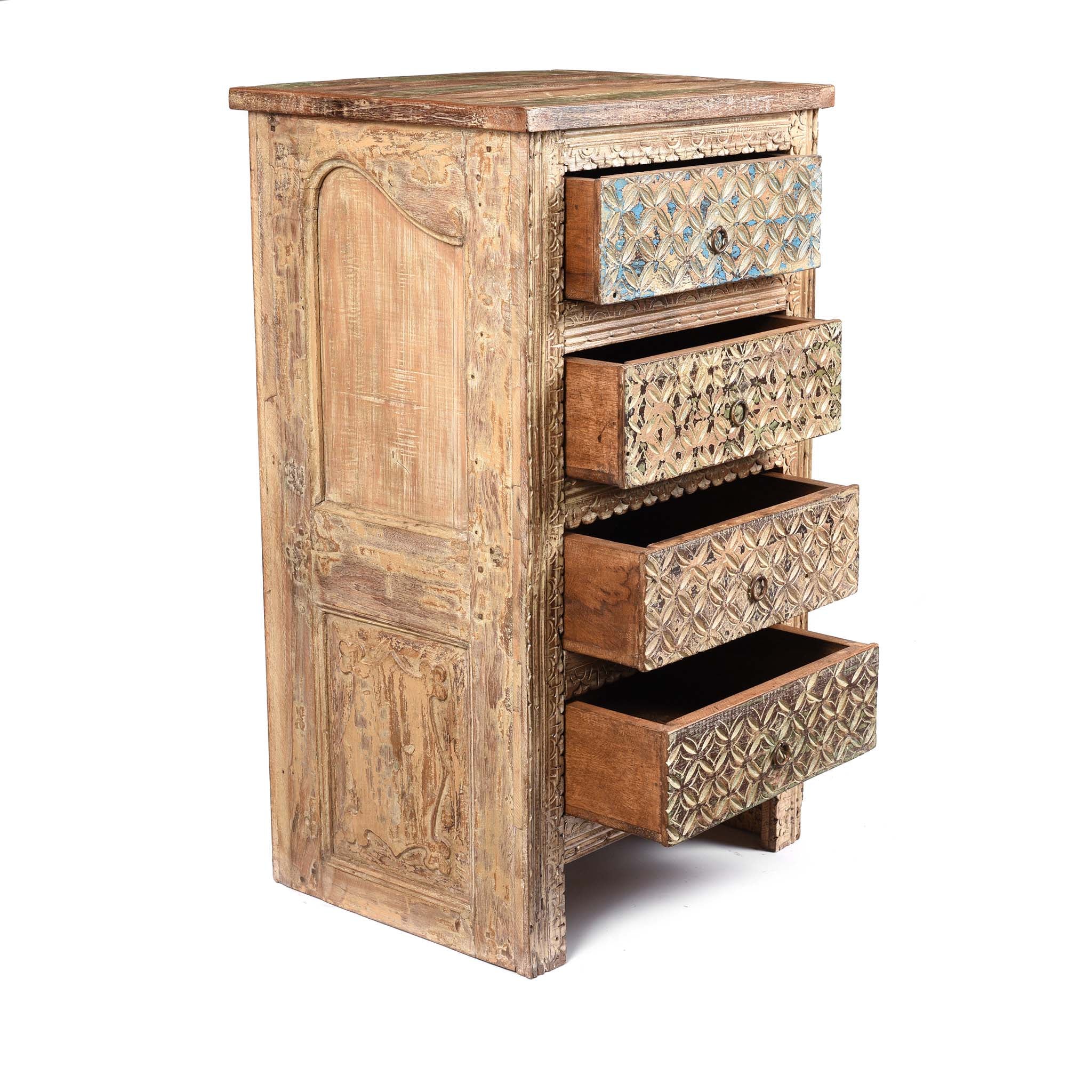 4 Drawer Bedside Cabinet Made From Reclaimed Teak - Image 3