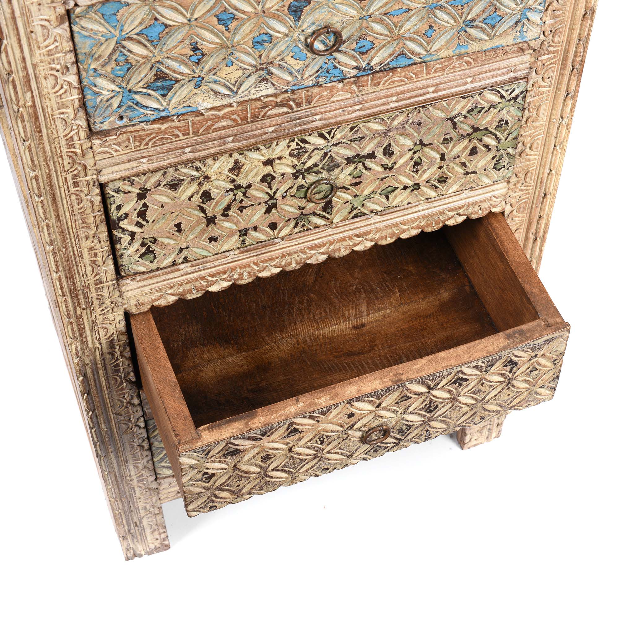 4 Drawer Bedside Cabinet Made From Reclaimed Teak - Image 4