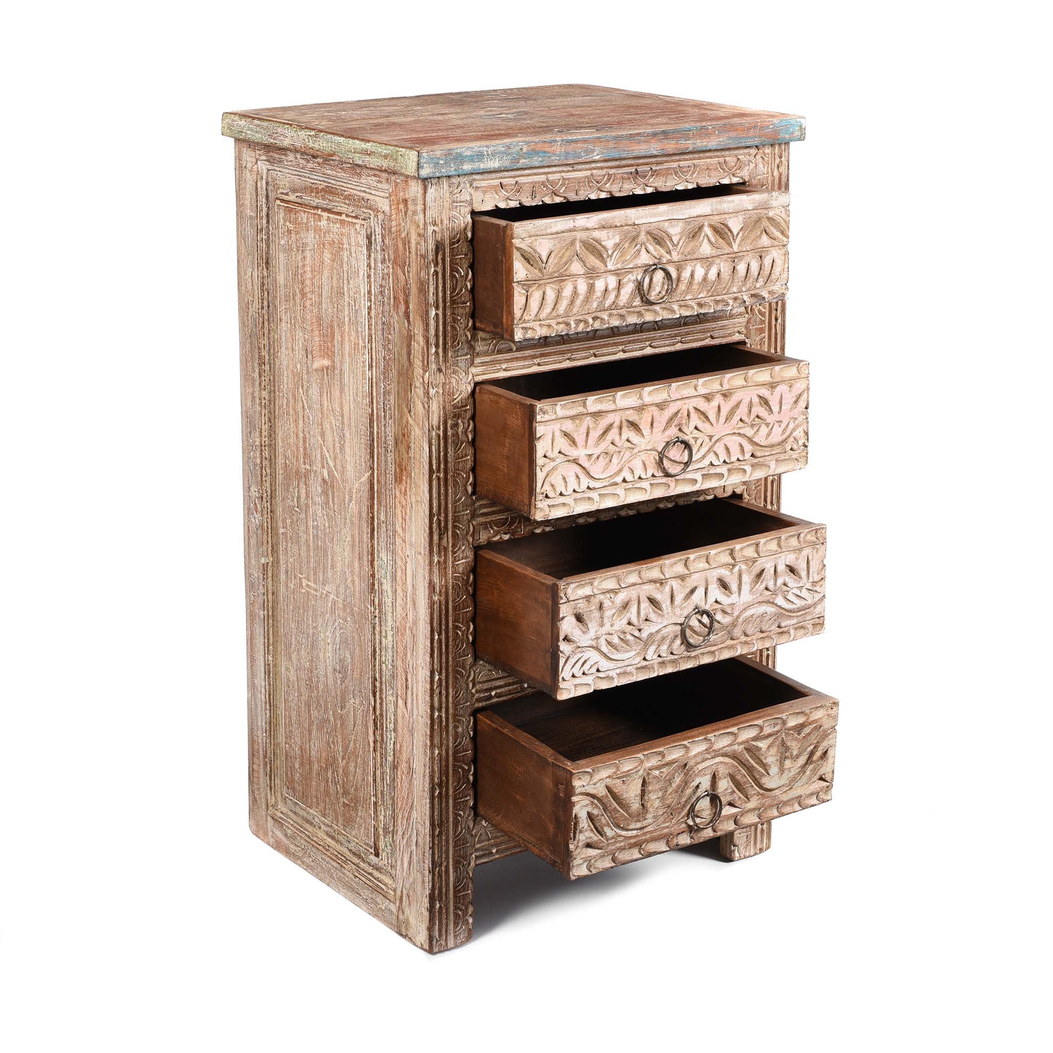4 Drawer Bedside Cabinet Made From Reclaimed Teak - Image 3