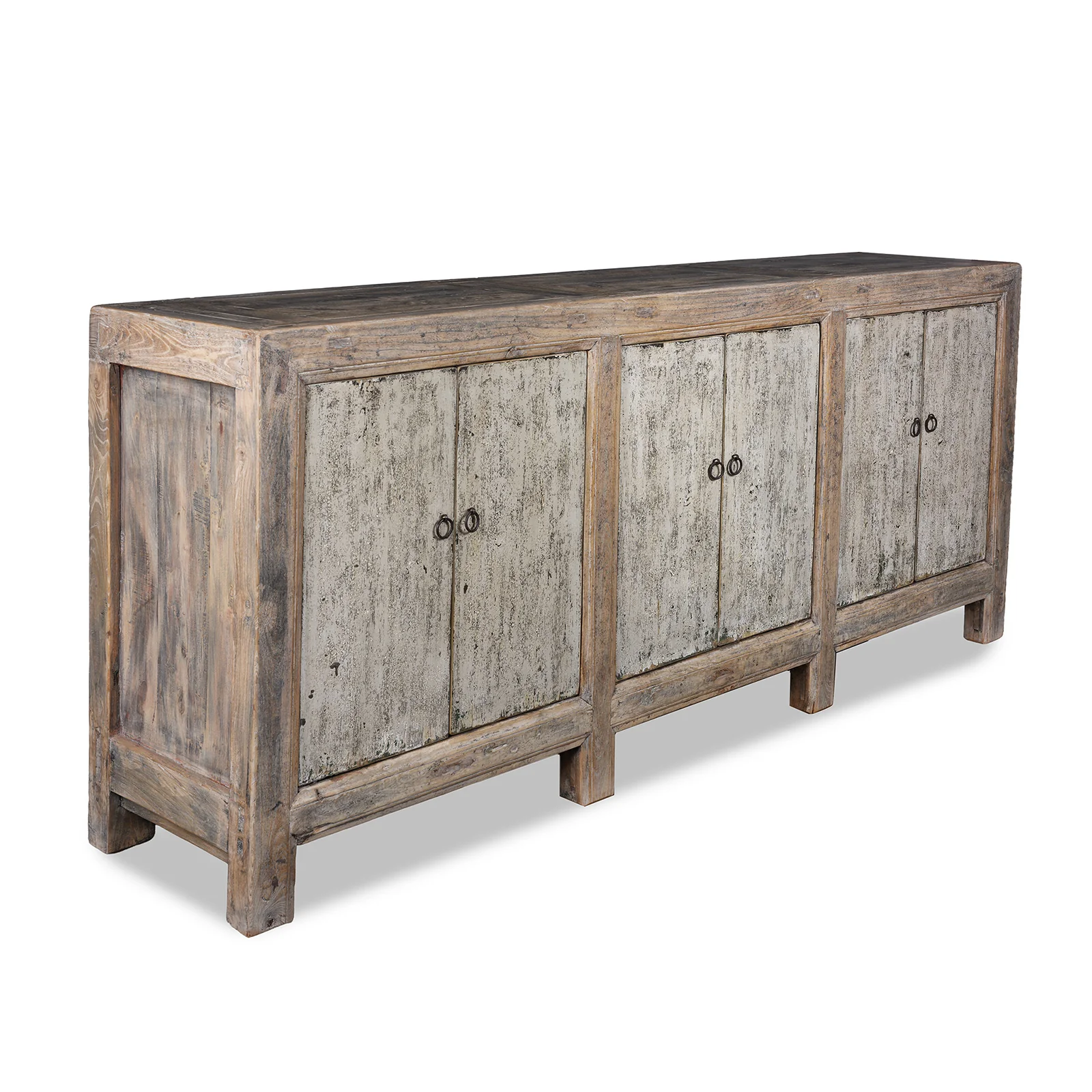 Painted 6 Door Mongolian Sideboard Made From Old Wood - Image 2