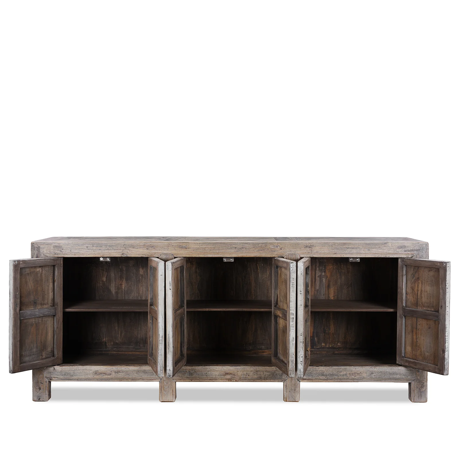 Painted 6 Door Mongolian Sideboard Made From Old Wood - Image 3