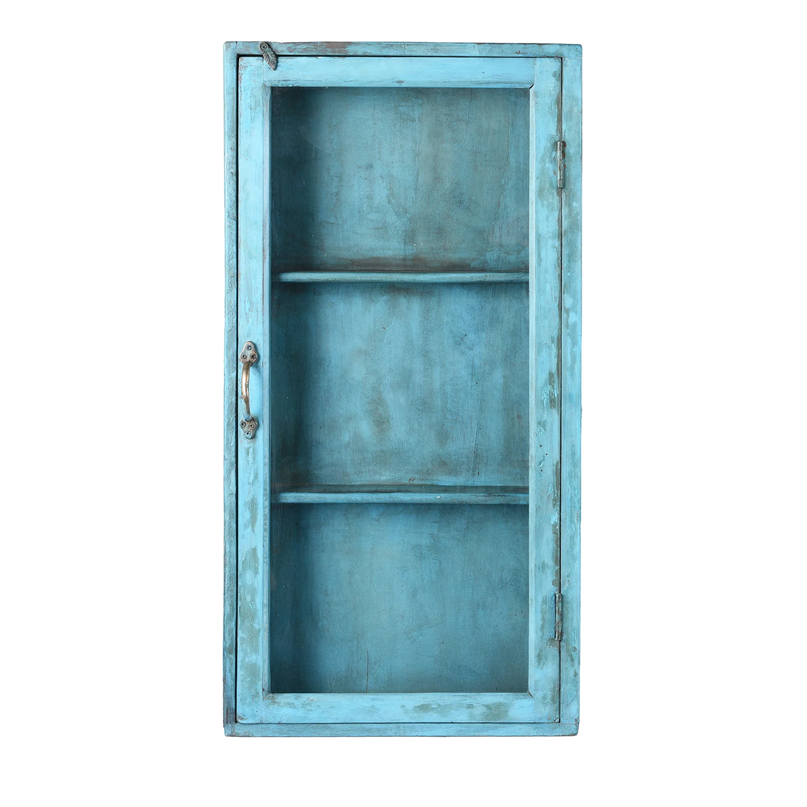 Painted Indian Glazed Wall Cabinet - Ca 1930