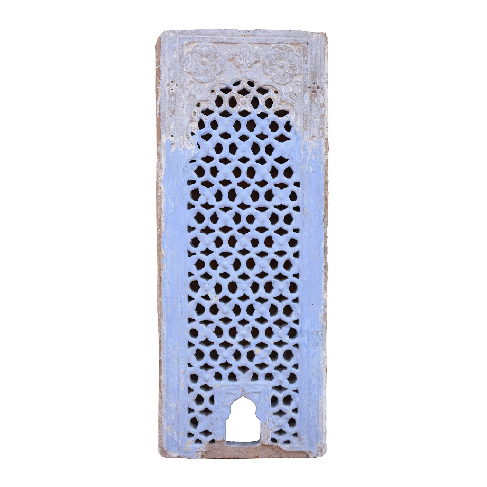 Blue Painted & Limed Stone Jali Panel From Rajasthan - 19th Century - Image 2