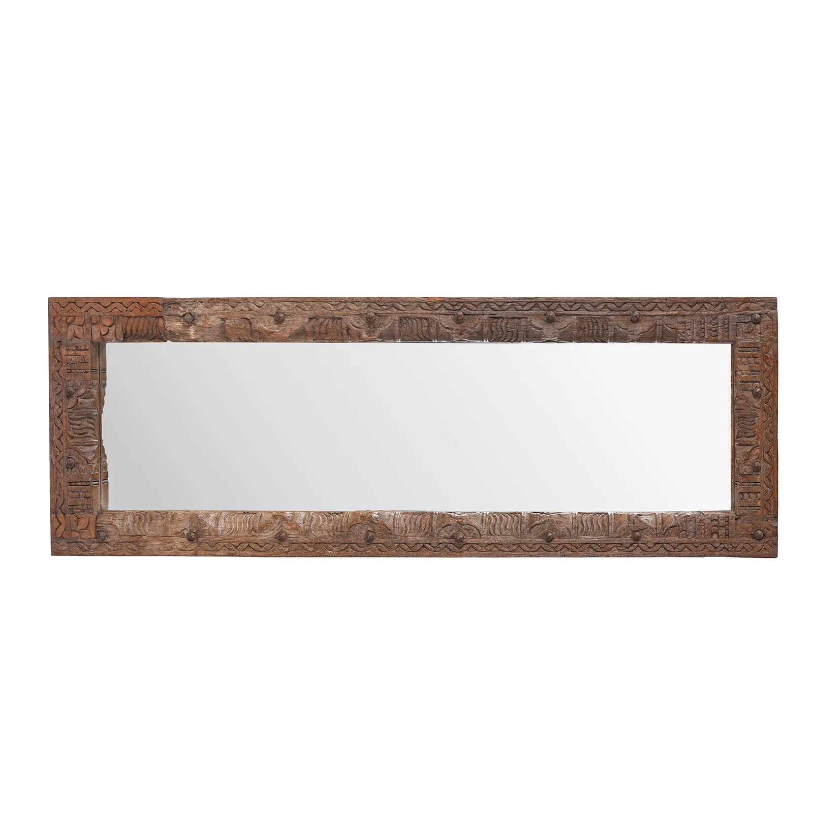 Indian Mirror Made From Old Architectural Teak - Image 2