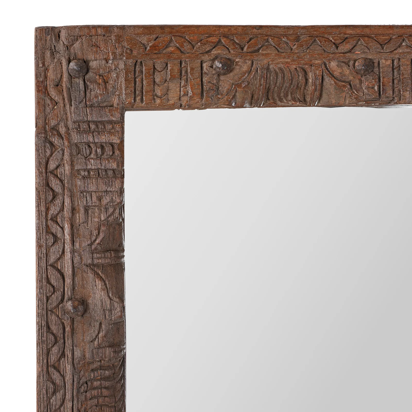 Indian Mirror Made From Old Architectural Teak - Image 3