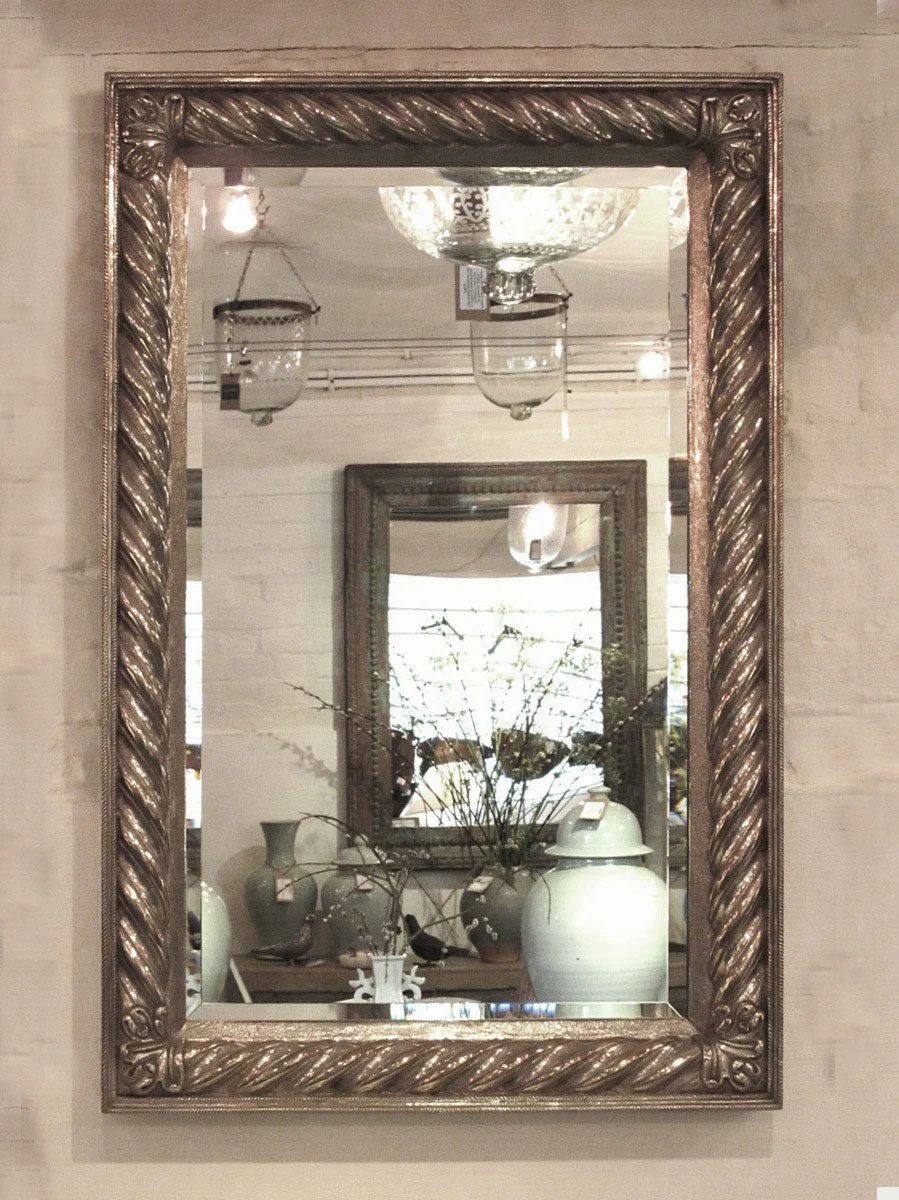 Regency Style Sterling Silver Covered Mirror from Udaipur - Image 2