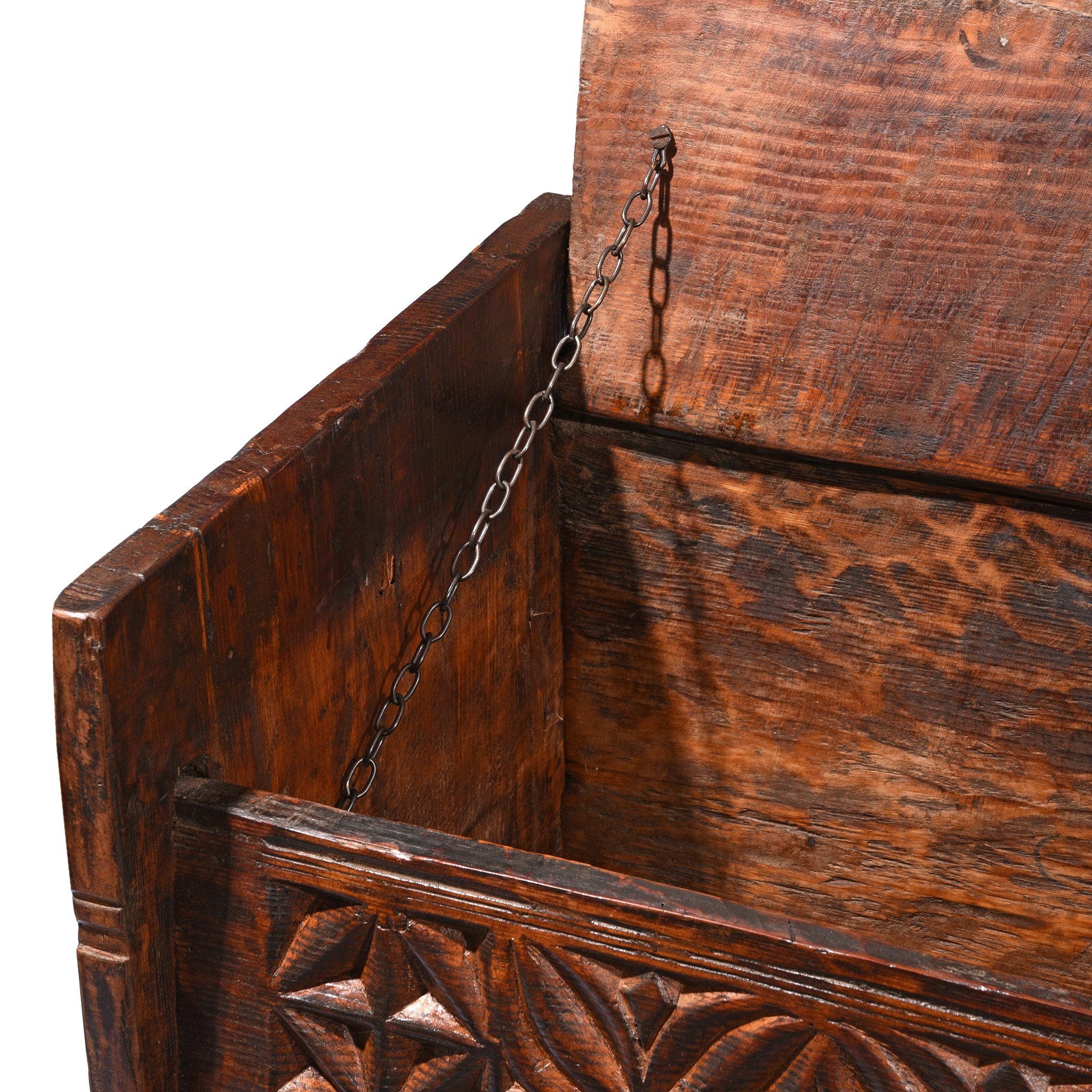 Carved Himalayan Cedar Coffer from the Kulu Valley - 19thC - Image 3