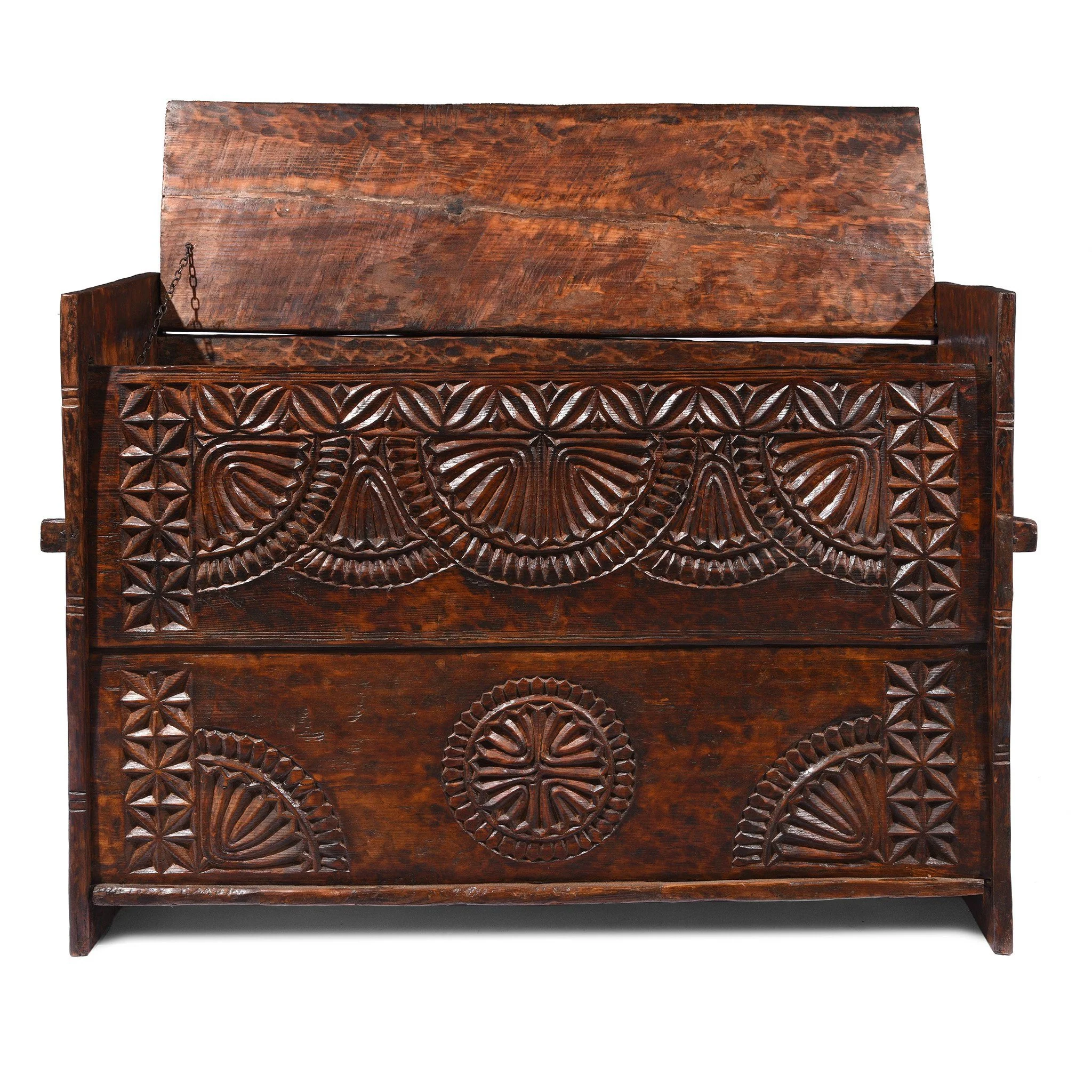 Carved Himalayan Cedar Coffer from the Kulu Valley - 19thC - Image 4