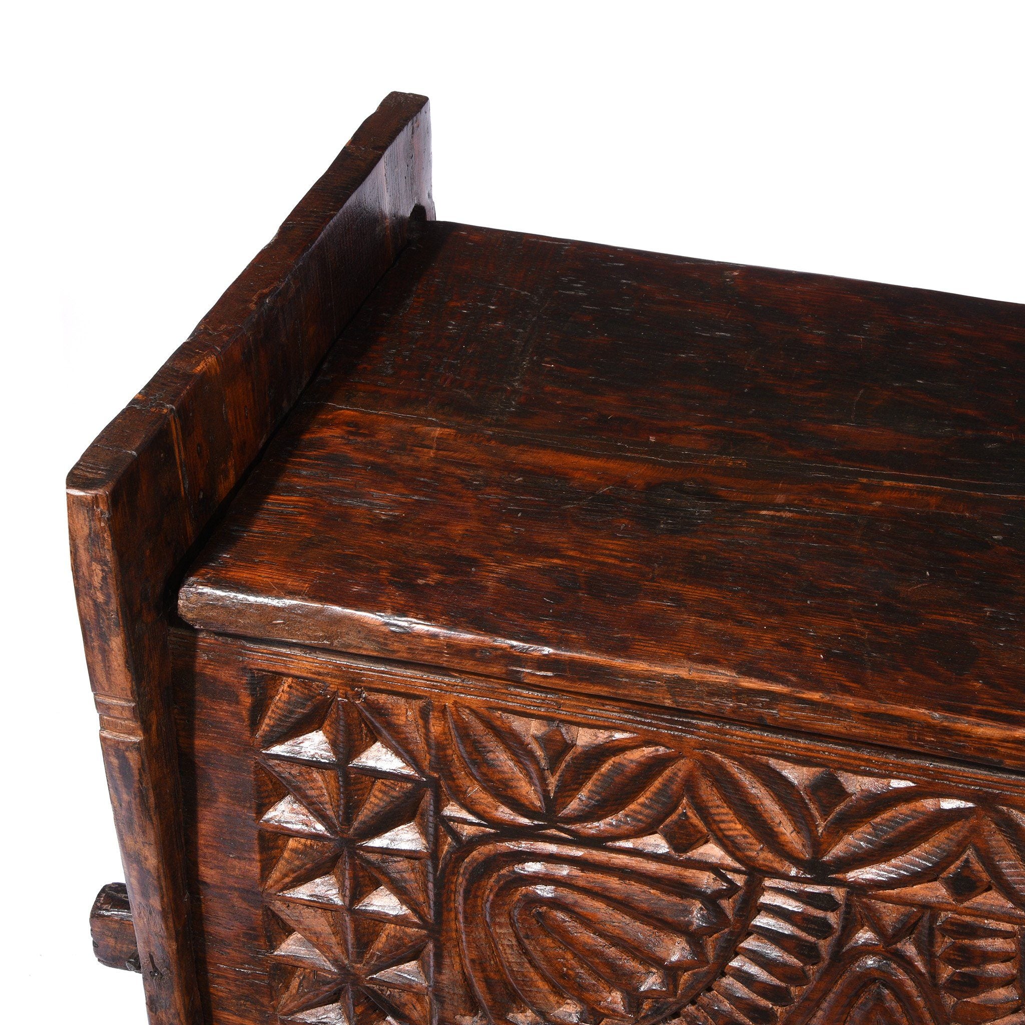 Carved Himalayan Cedar Coffer from the Kulu Valley - 19thC - Image 6