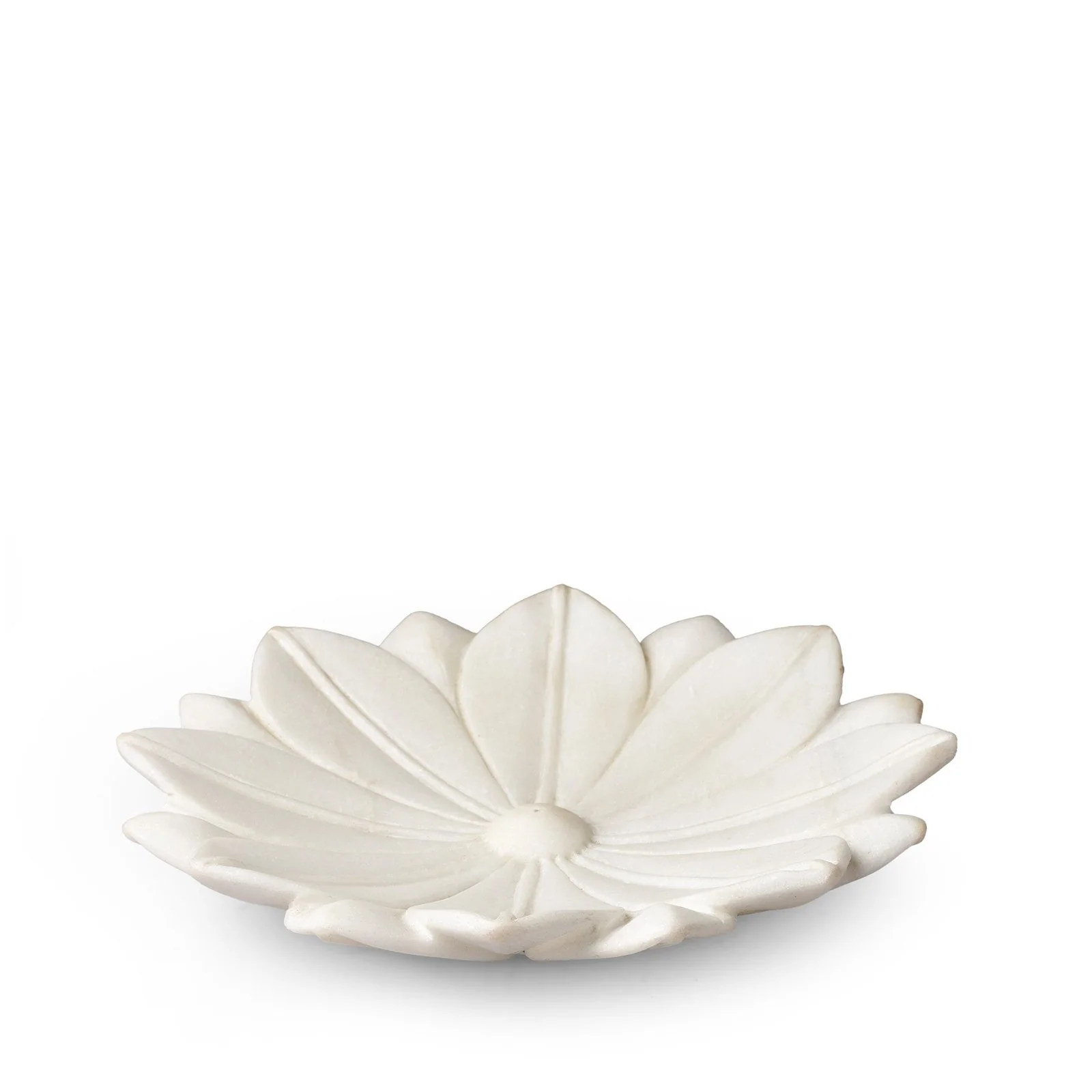 White Marble Lotus Plate From Rajasthan - Image 3