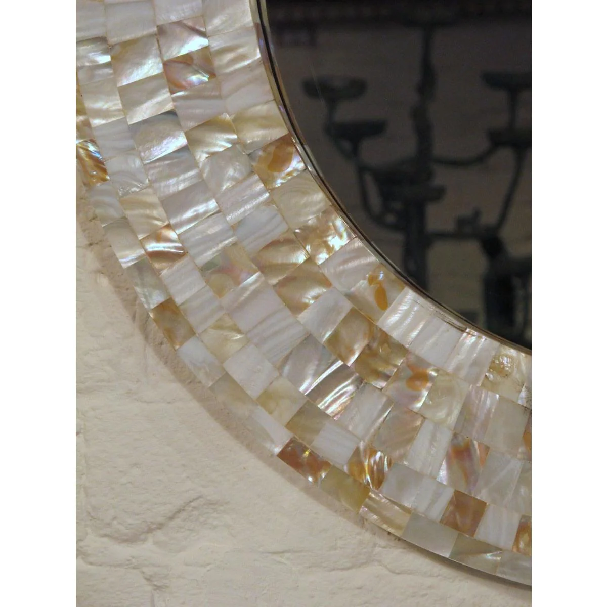 Mother Of Pearl Inlaid Round Mirror - Image 3