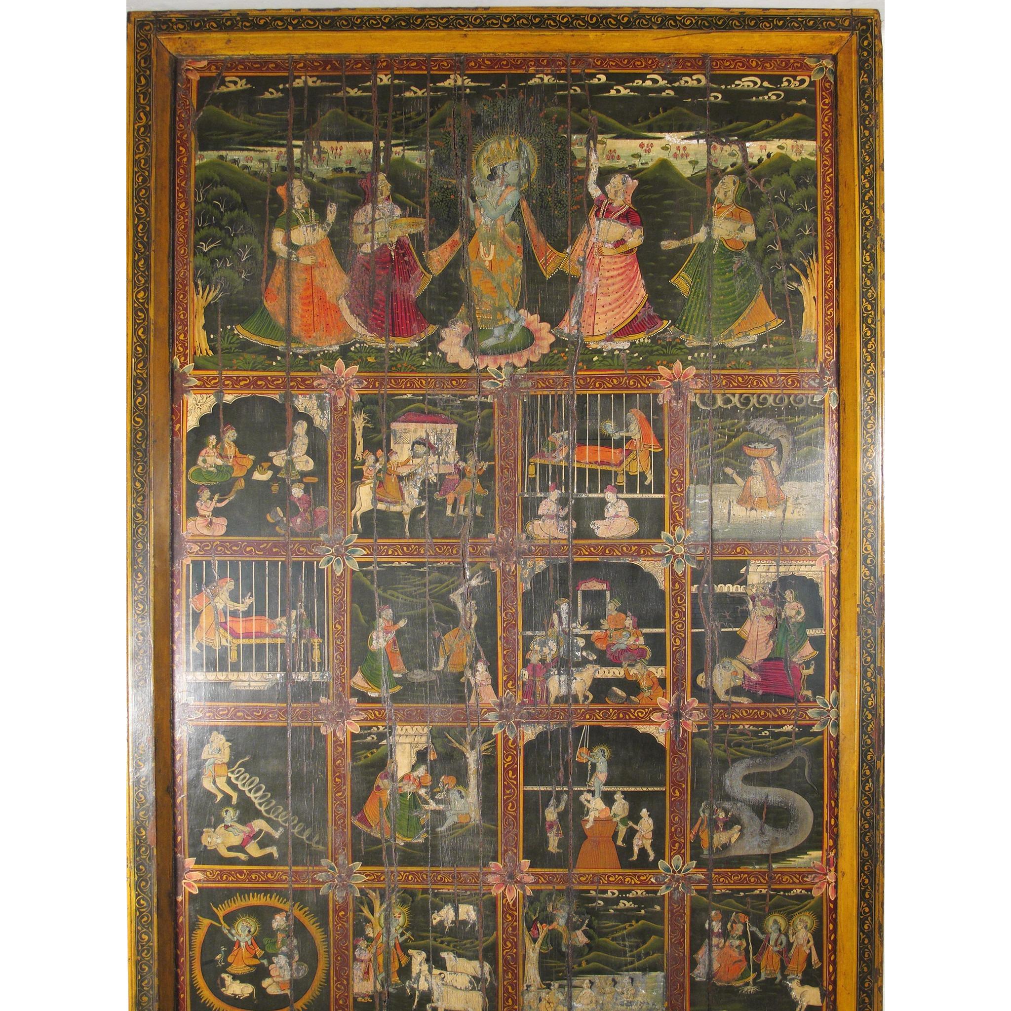 Old Bikaner Painted Ceiling Panel Ca 90 Yrs - Image 2