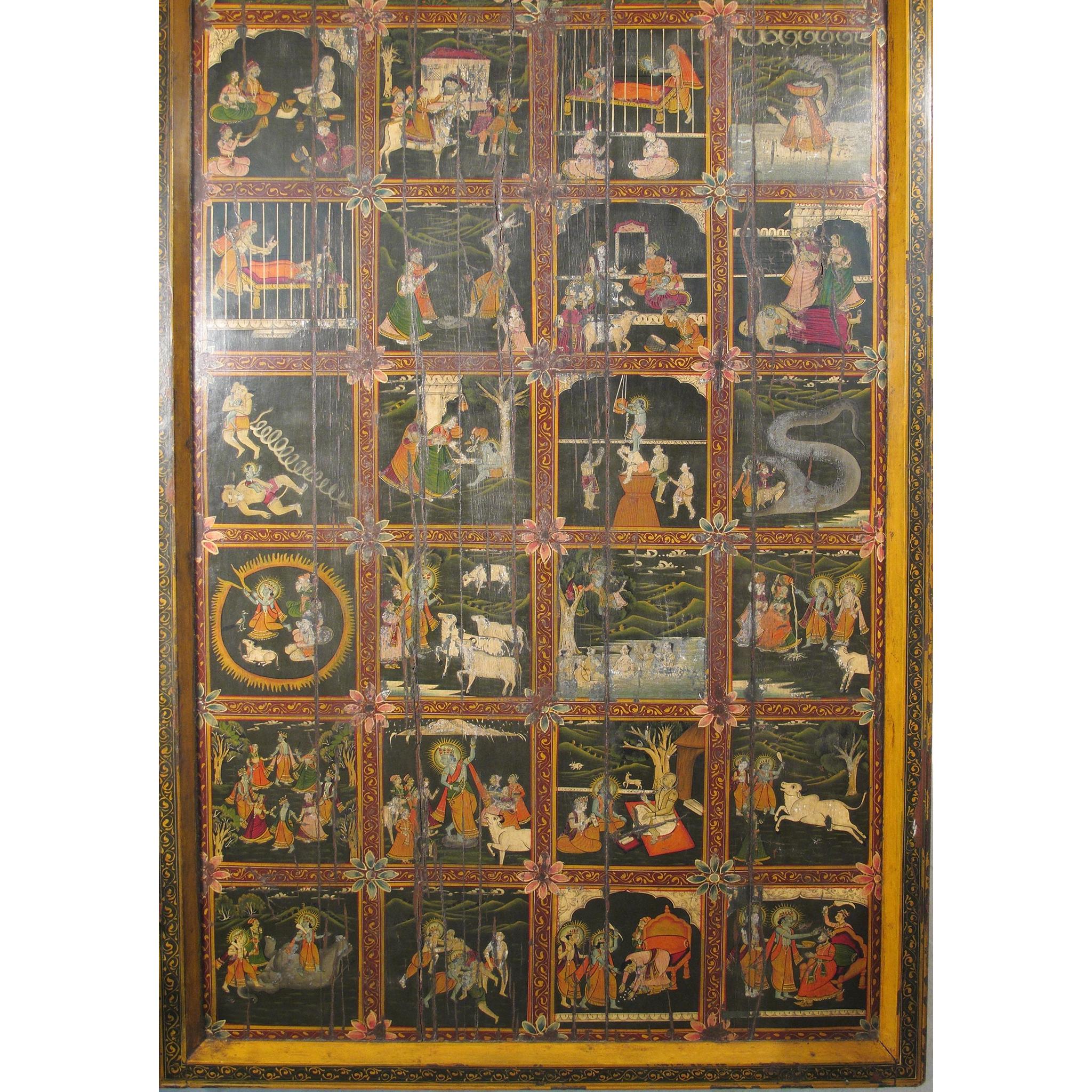Old Bikaner Painted Ceiling Panel Ca 90 Yrs - Image 3