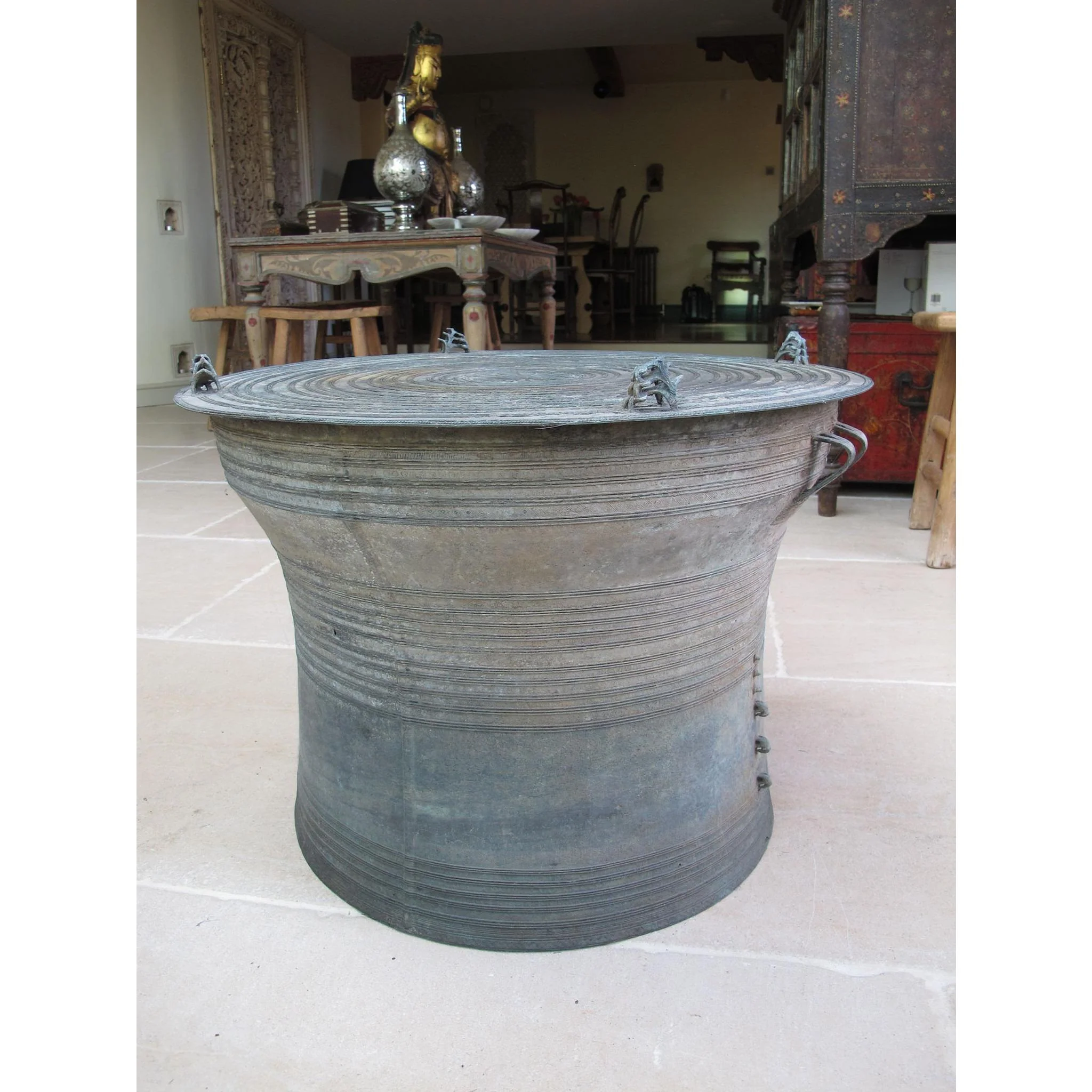 A Sino-Shan Bronze Frog Drum From Laos 75 - 100 Yrs Old - Image 11