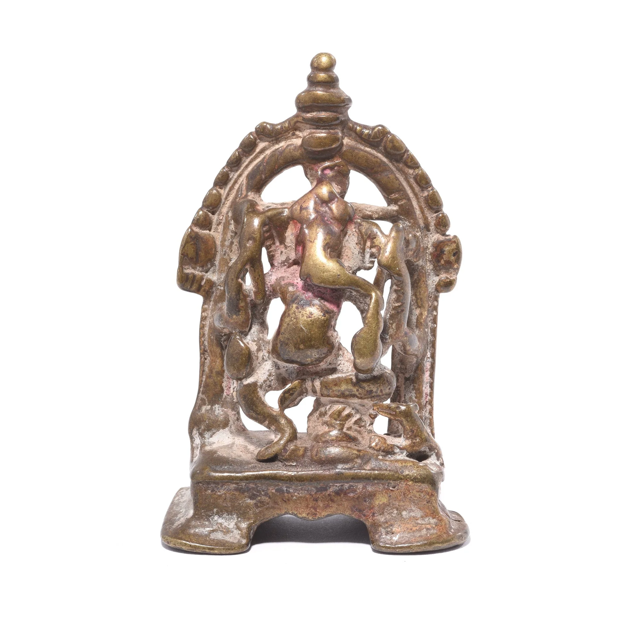 Brass Miniature Votive Statue Of Lord Ganesh - 19thC