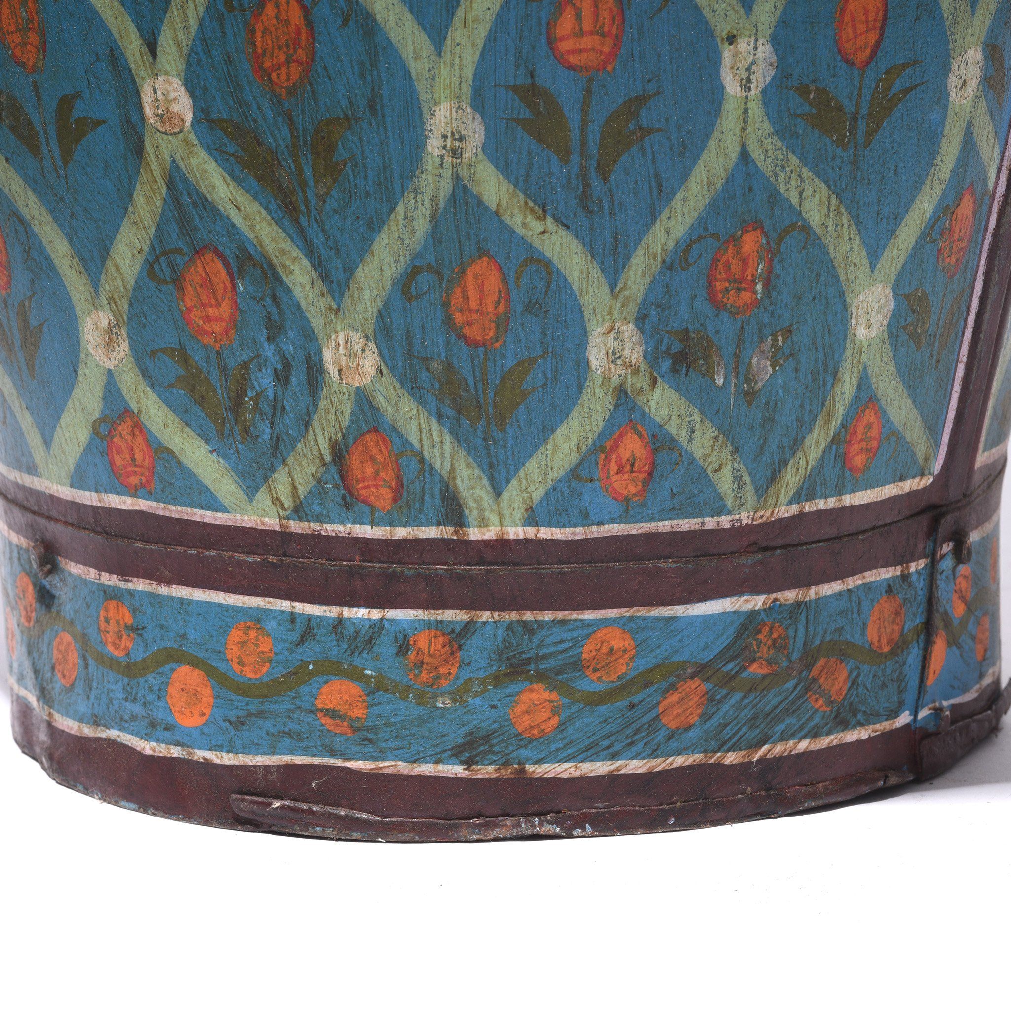 Blue Painted Bucket From Rajasthan - Image 2