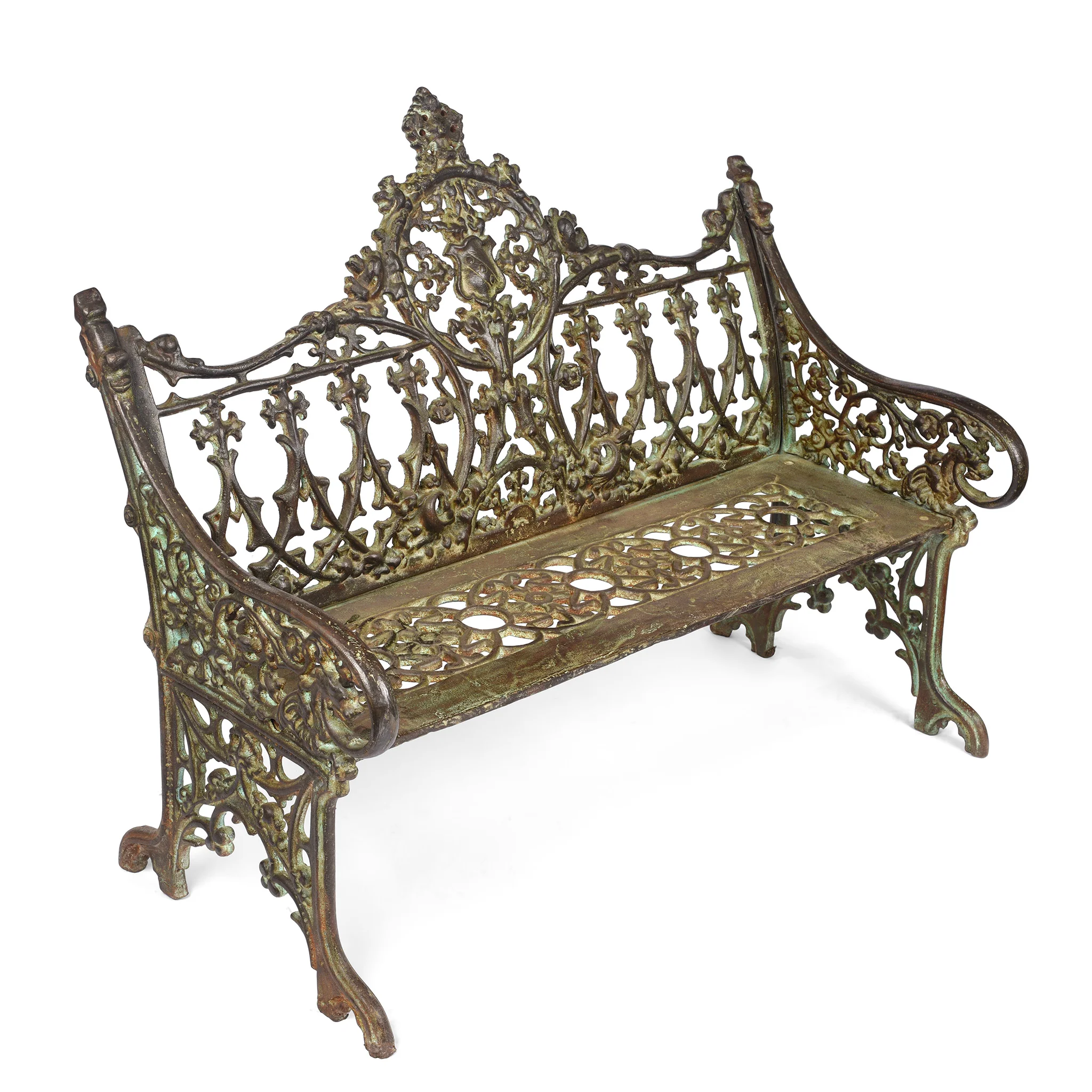 Gothic Cast Iron Garden Bench - Coalbrookdale Style - Image 3