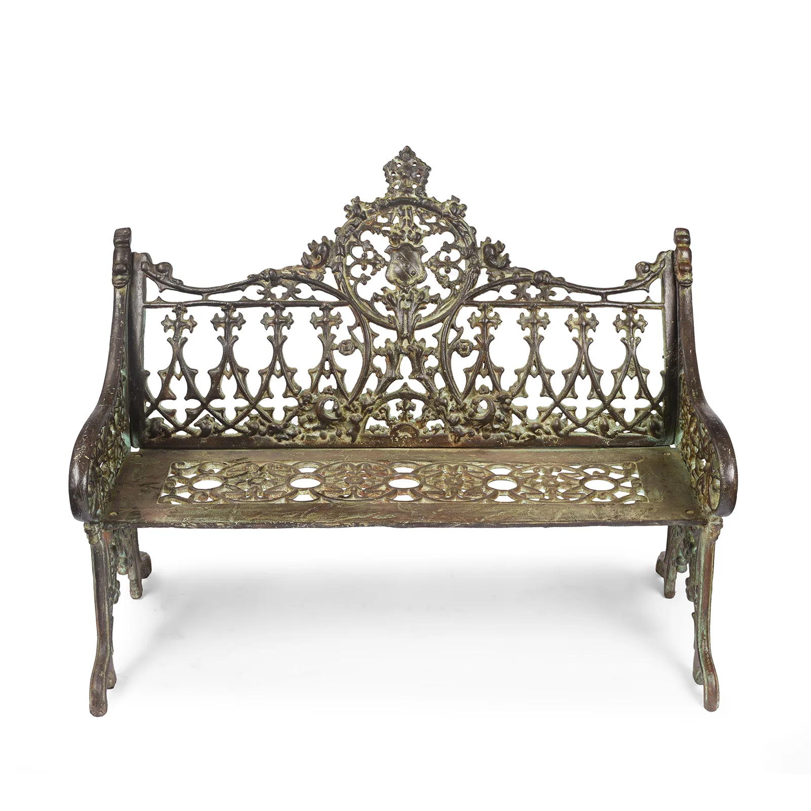 Gothic Cast Iron Garden Bench - Coalbrookdale Style - Image 4
