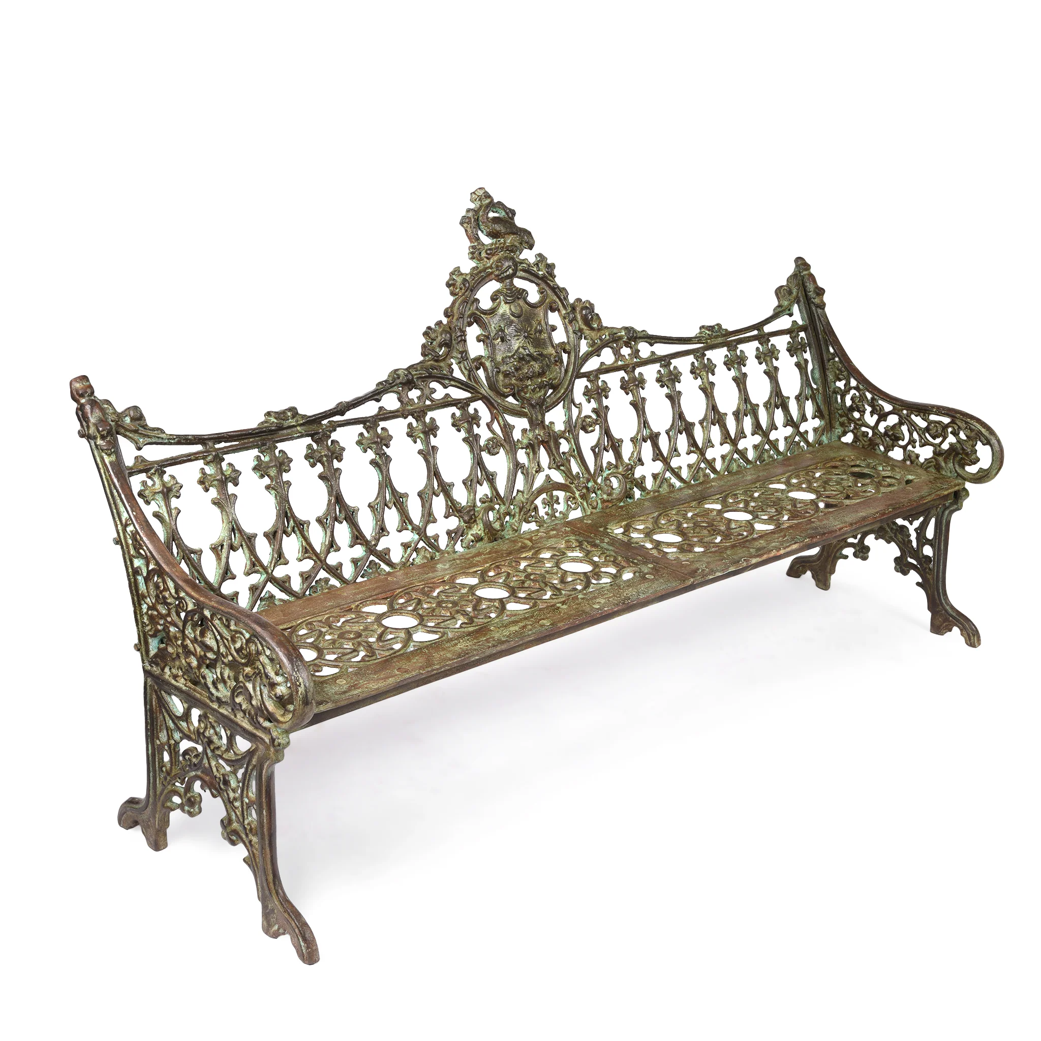 Gothic Cast Iron Garden Bench - Coalbrookdale Style - Image 7