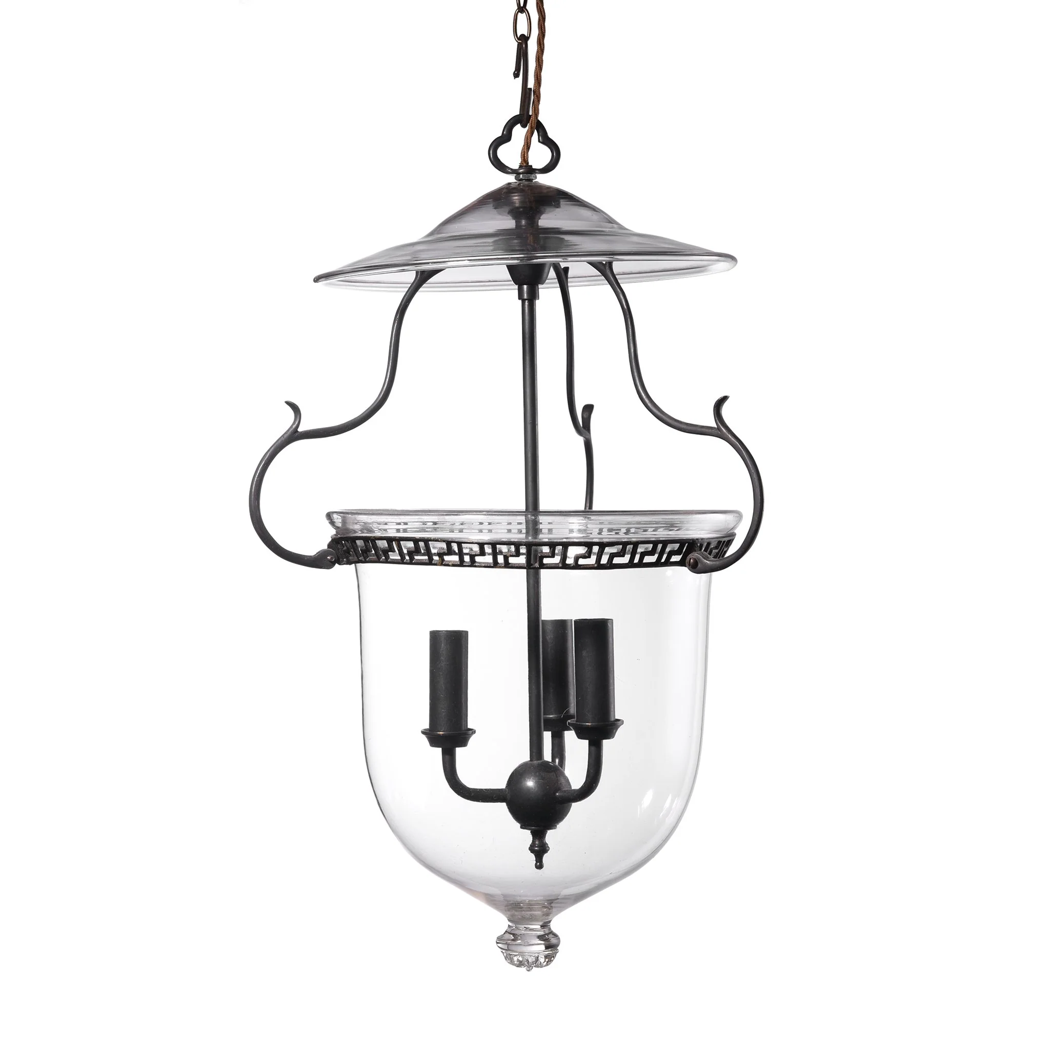 Rare Glass Hundi Lamp With 3 Way Fitting - Mid 19thC