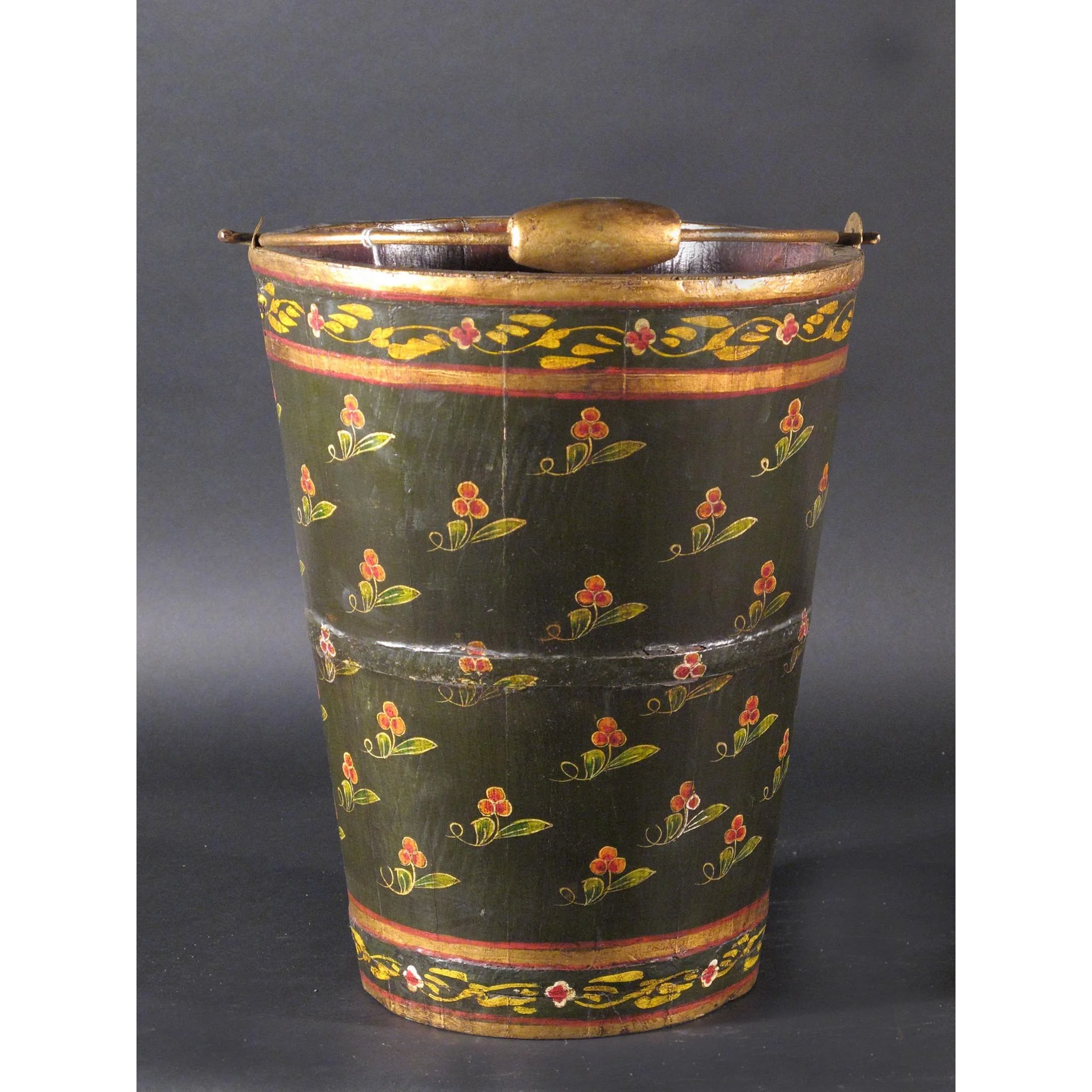 Painted Wooden Bucket From Rajasthan - Image 2
