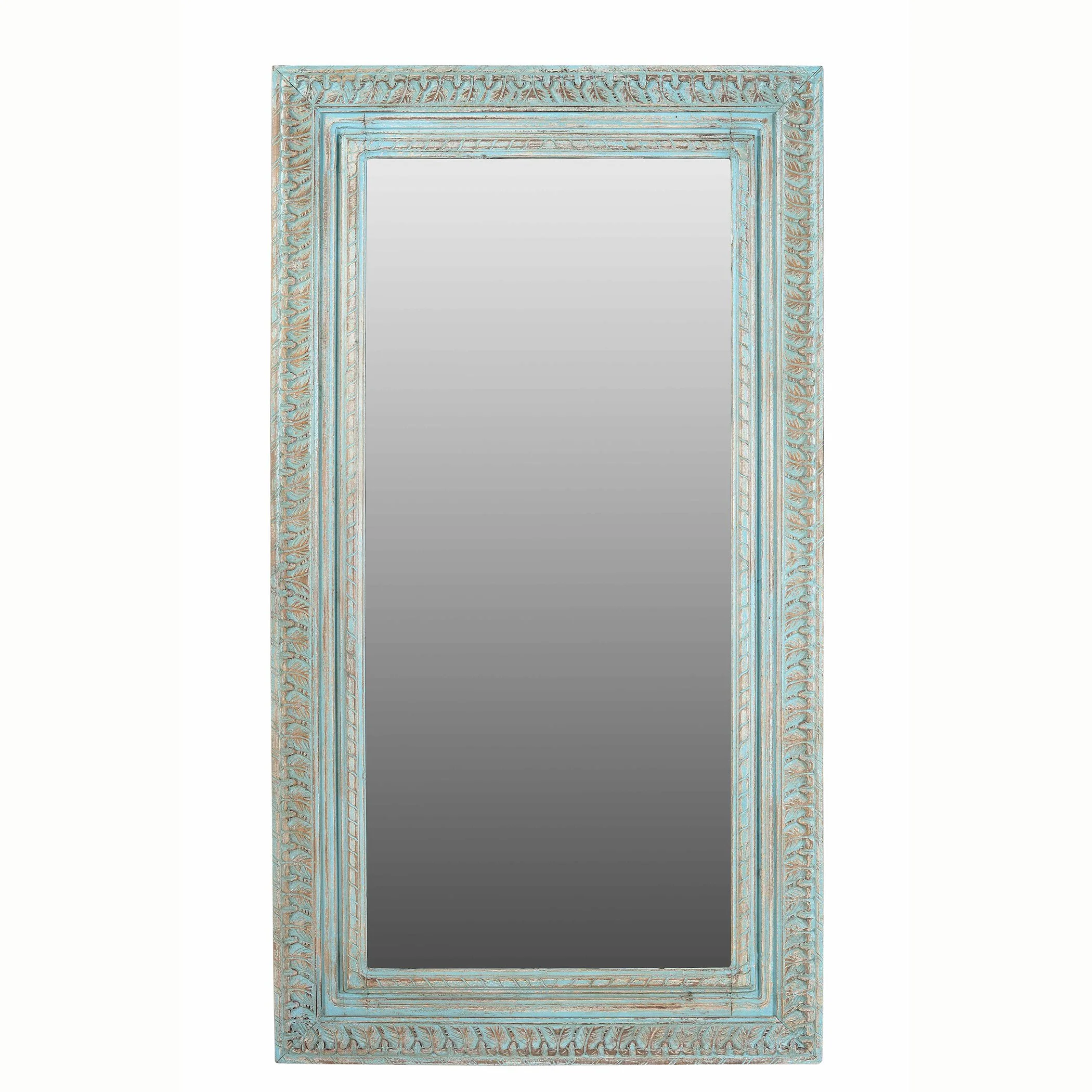 Carved Mango Wood  Mirror Frame with Painted Finish