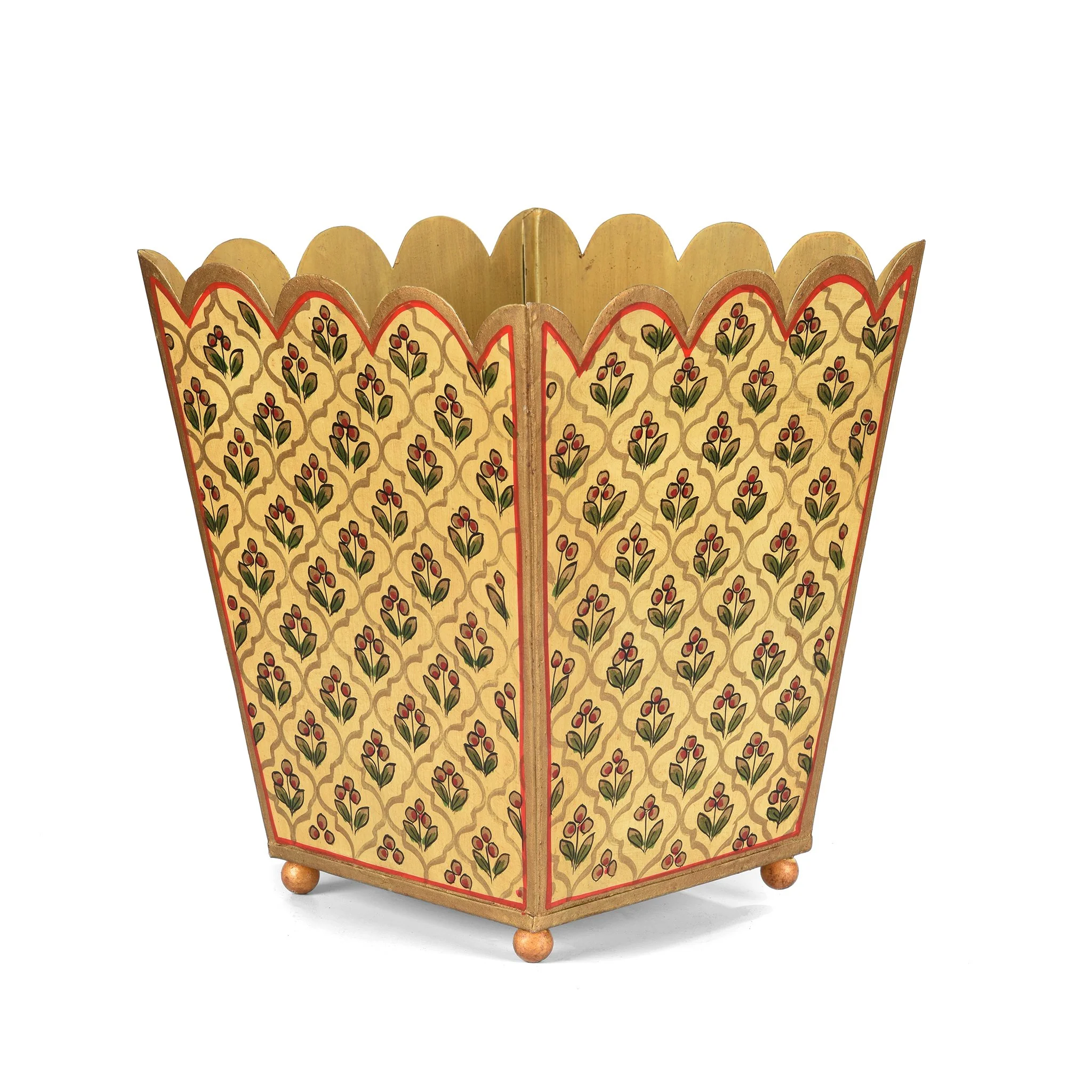Painted Toleware Waste Paper Bin / Planter - Image 5