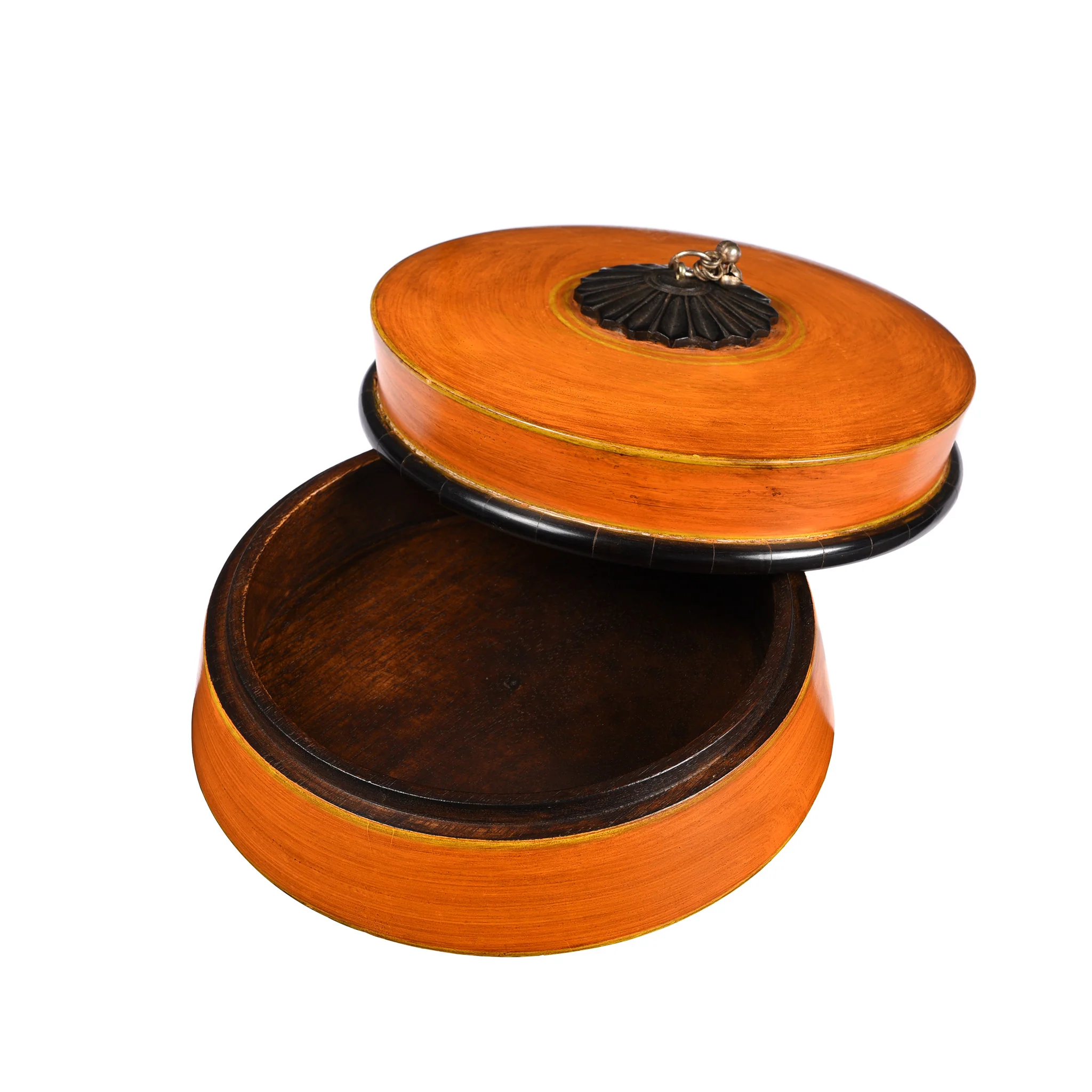 Indian Orange Lacquer Pot - Image 6