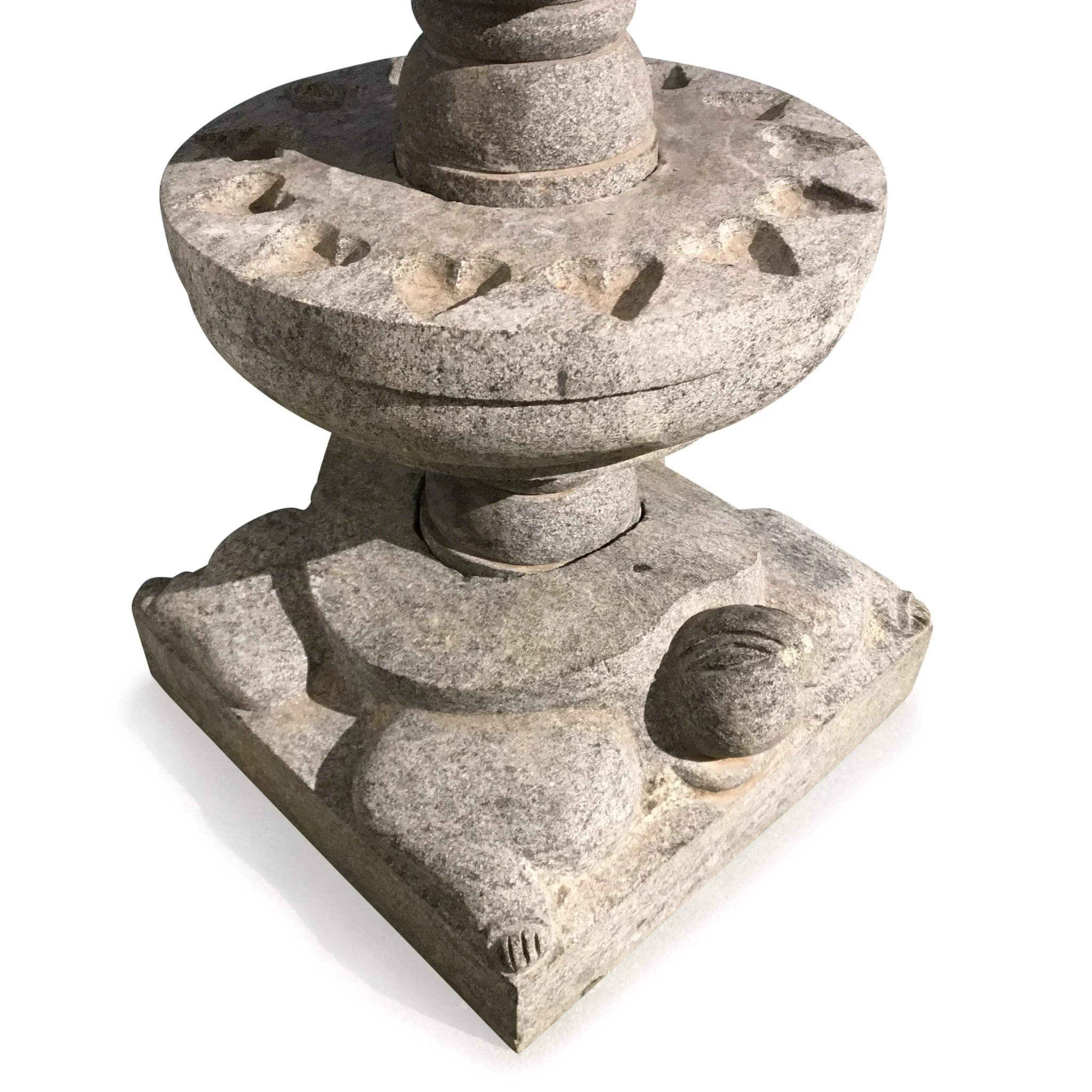 Carved Granite Lamp From Kerala - 5 Tier - Ca 1940 - Image 2