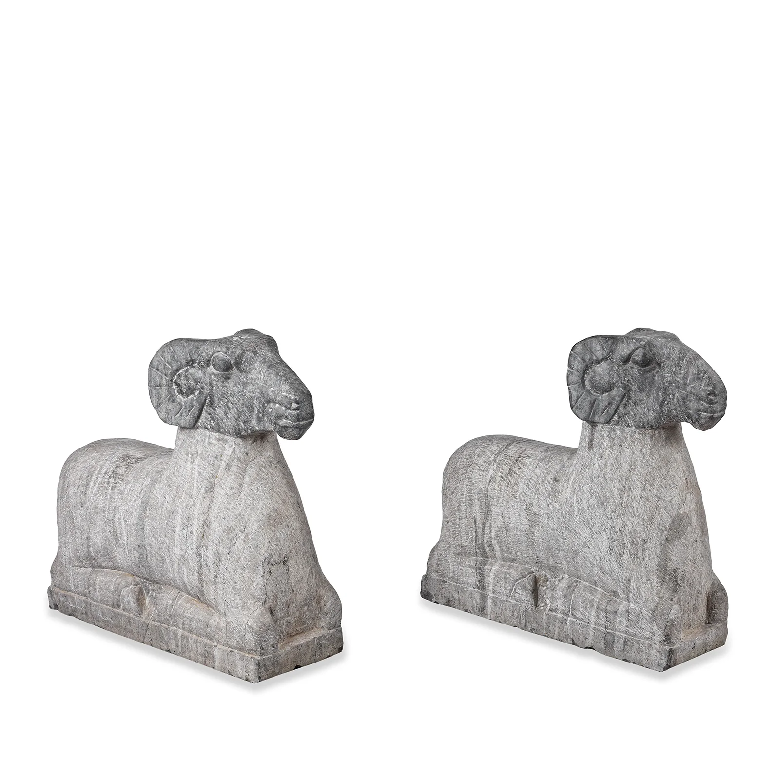 Hand Carved Granite Rams From Hebei Province