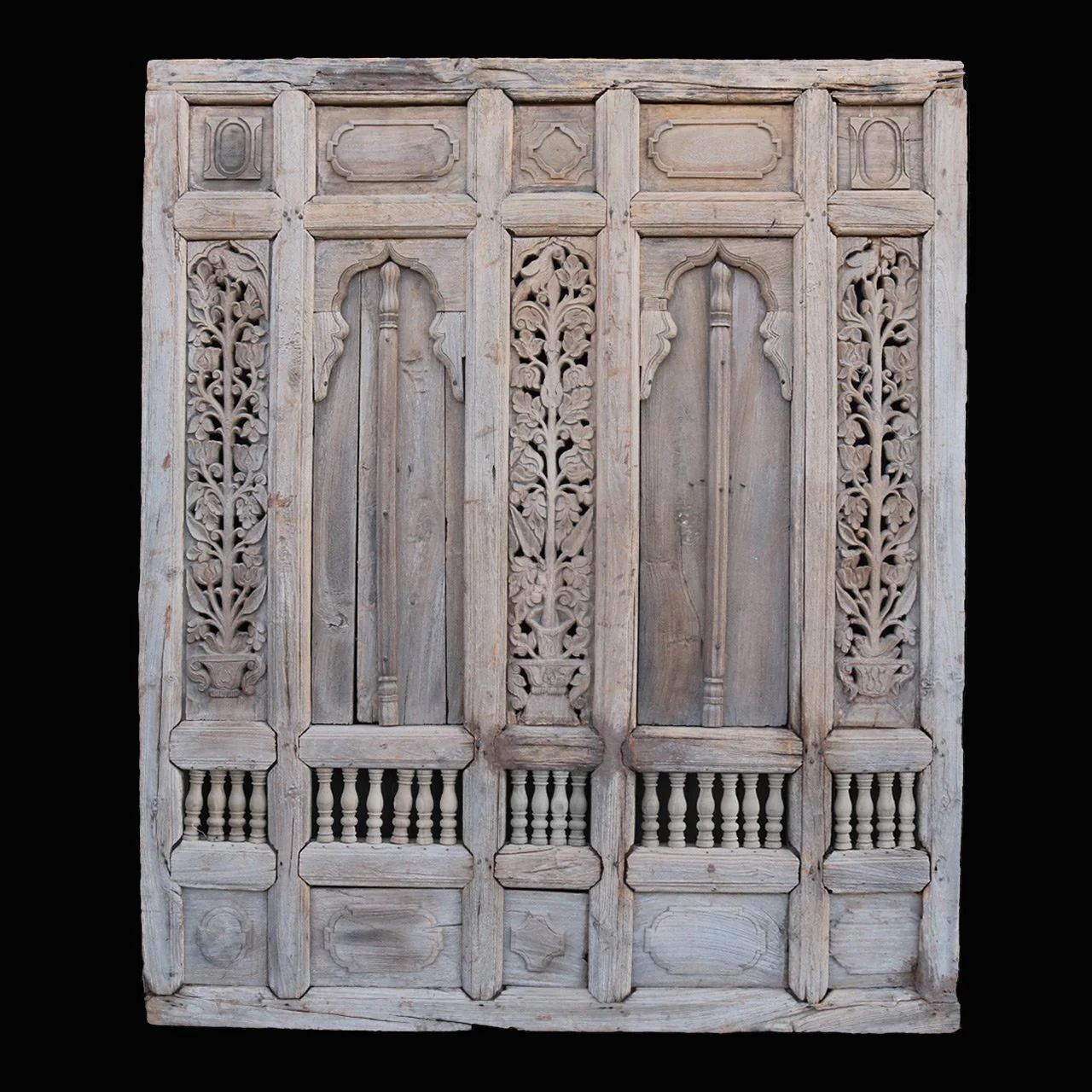 Carved Teak Window Shutter From Hyderabad - 19thC
