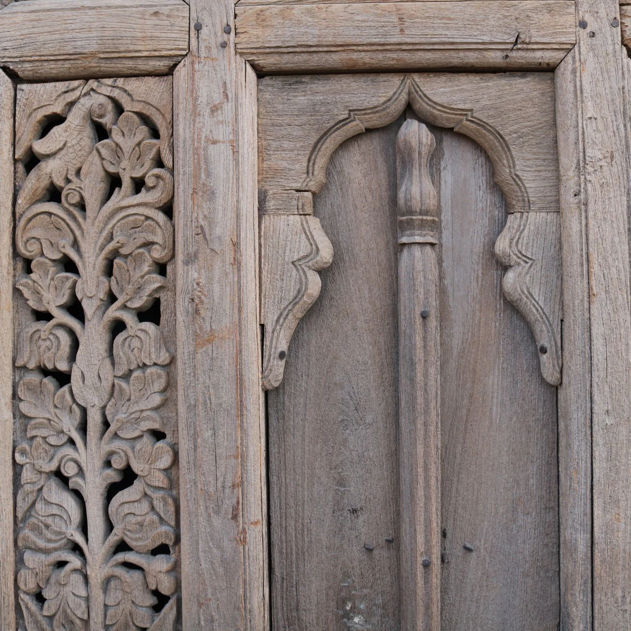 Carved Teak Window Shutter From Hyderabad - 19thC - Image 2