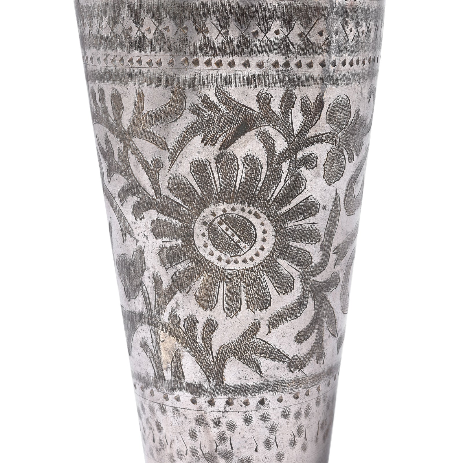 Vintage Lassi Cup - Nickel Plated Engraved Brass - Early 20th Century - Image 2